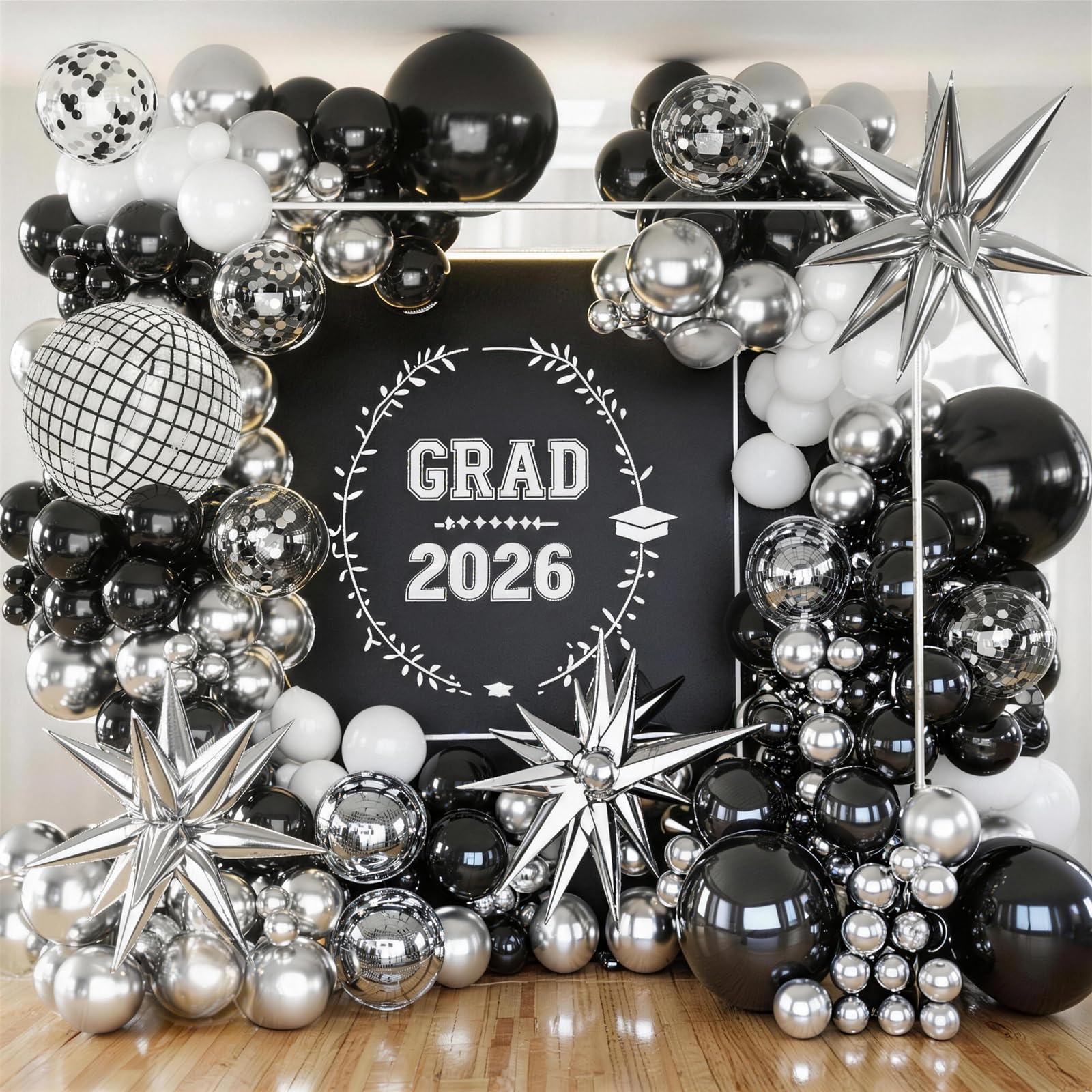 KARLURE Black & Silver Balloon Arch Kit