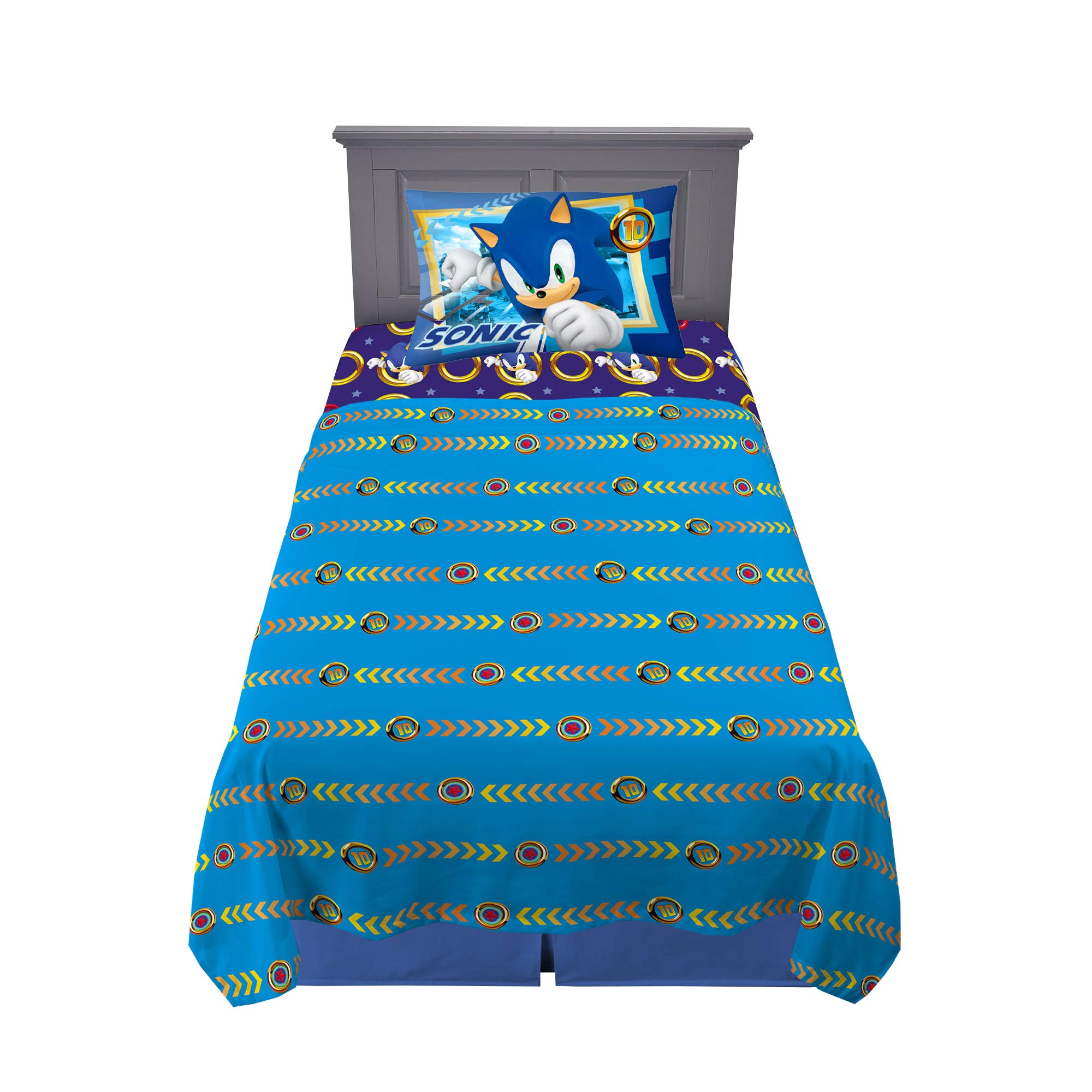 Franco Kids Bedding Super Soft Microfiber Sheet Set, Twin, Sonic The Hedgehog