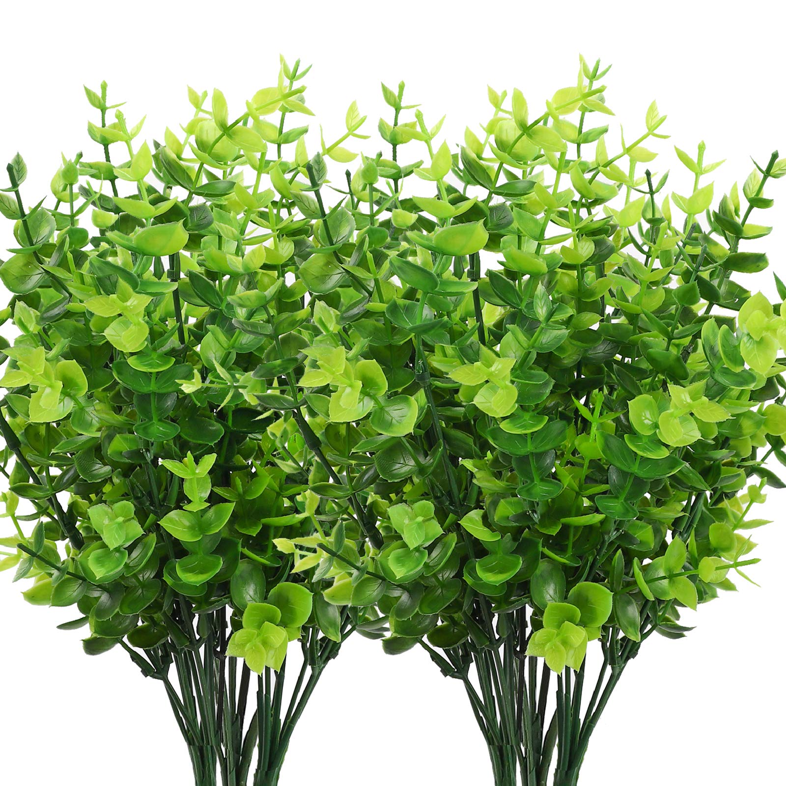 CEWOR 8pcs Artificial Greenery Plants Outdoor UV Resistant Fake Boxwood Stems