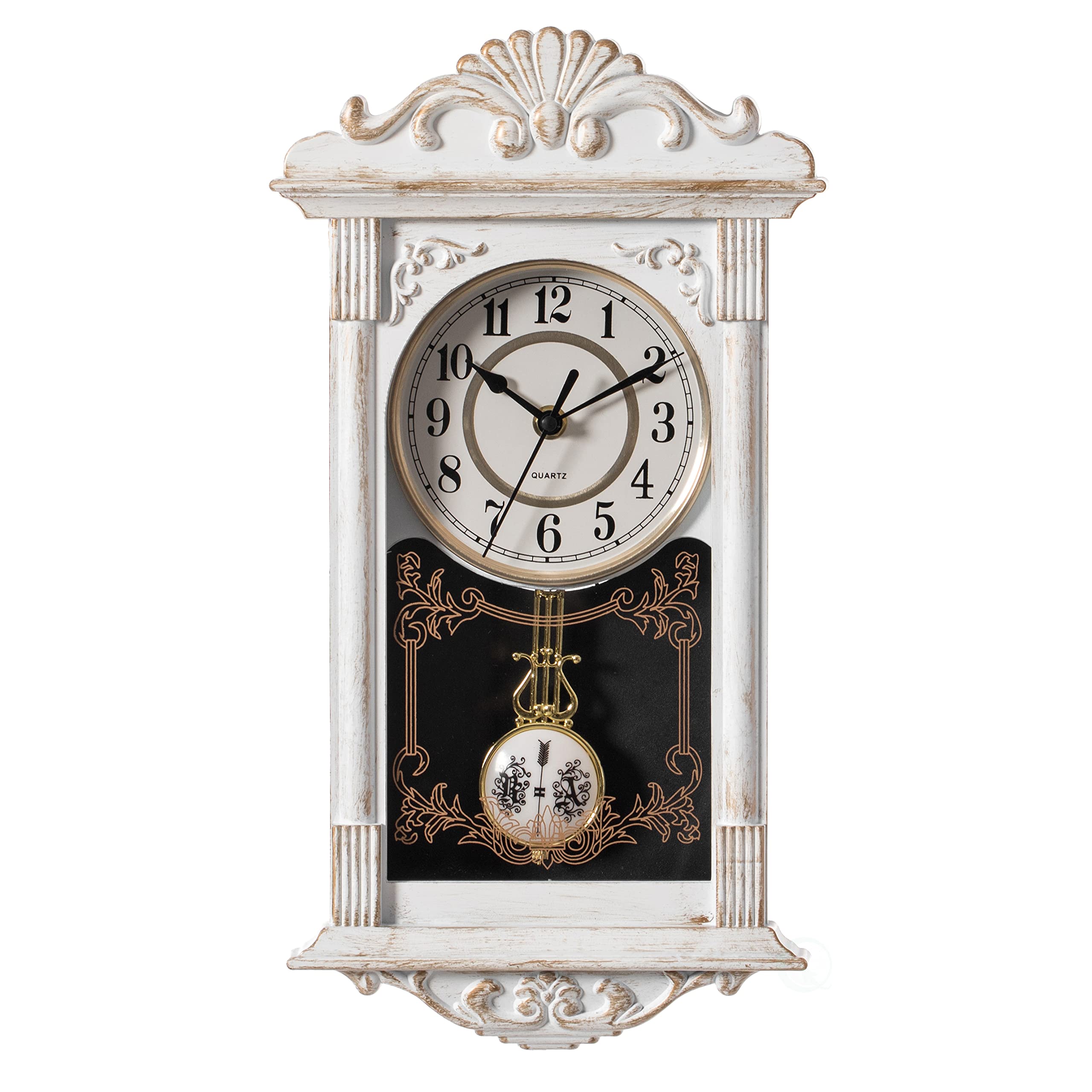Clockswise Vintage Grandfather-Style Wall Clock (White)
