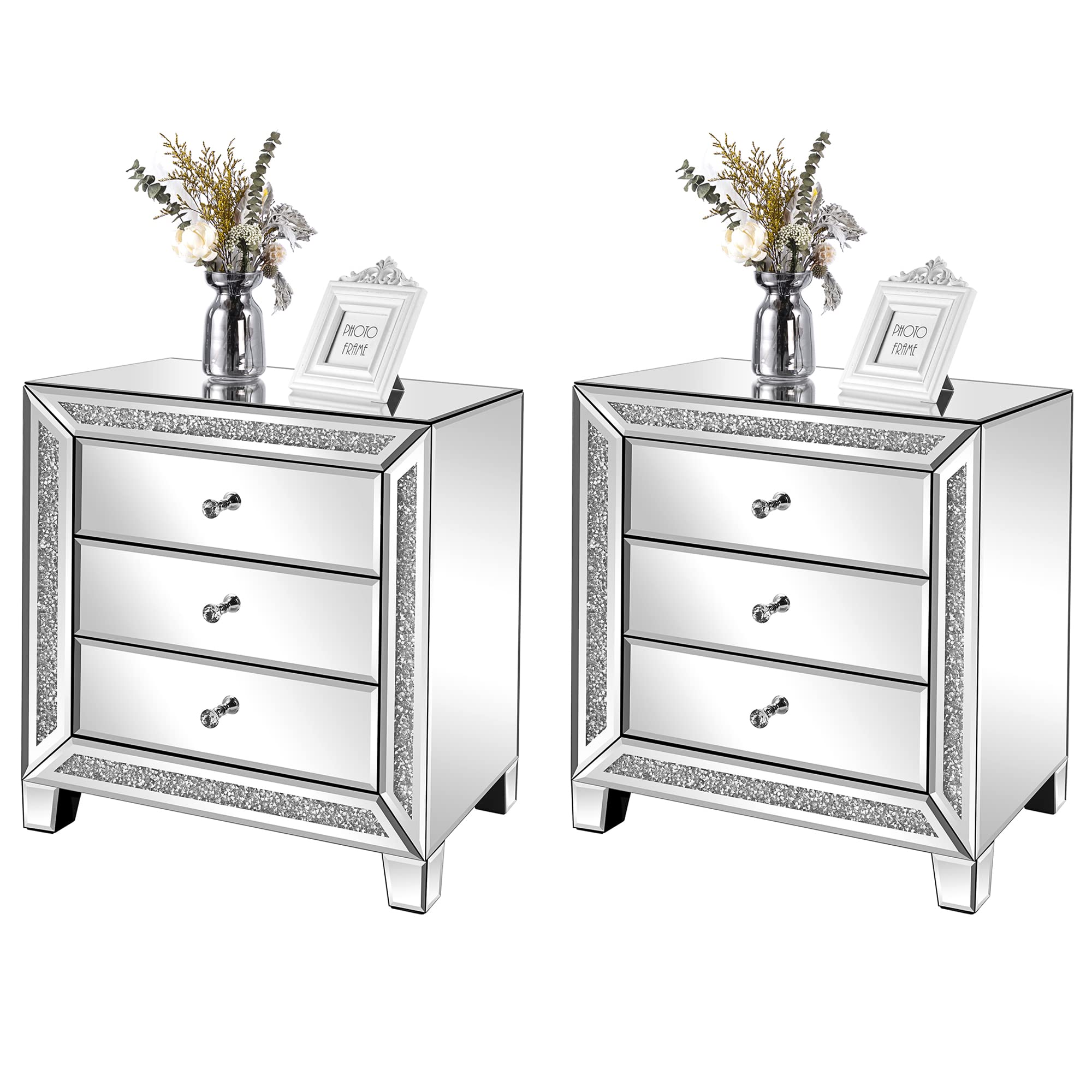 VINGLI Mirrored Nightstand