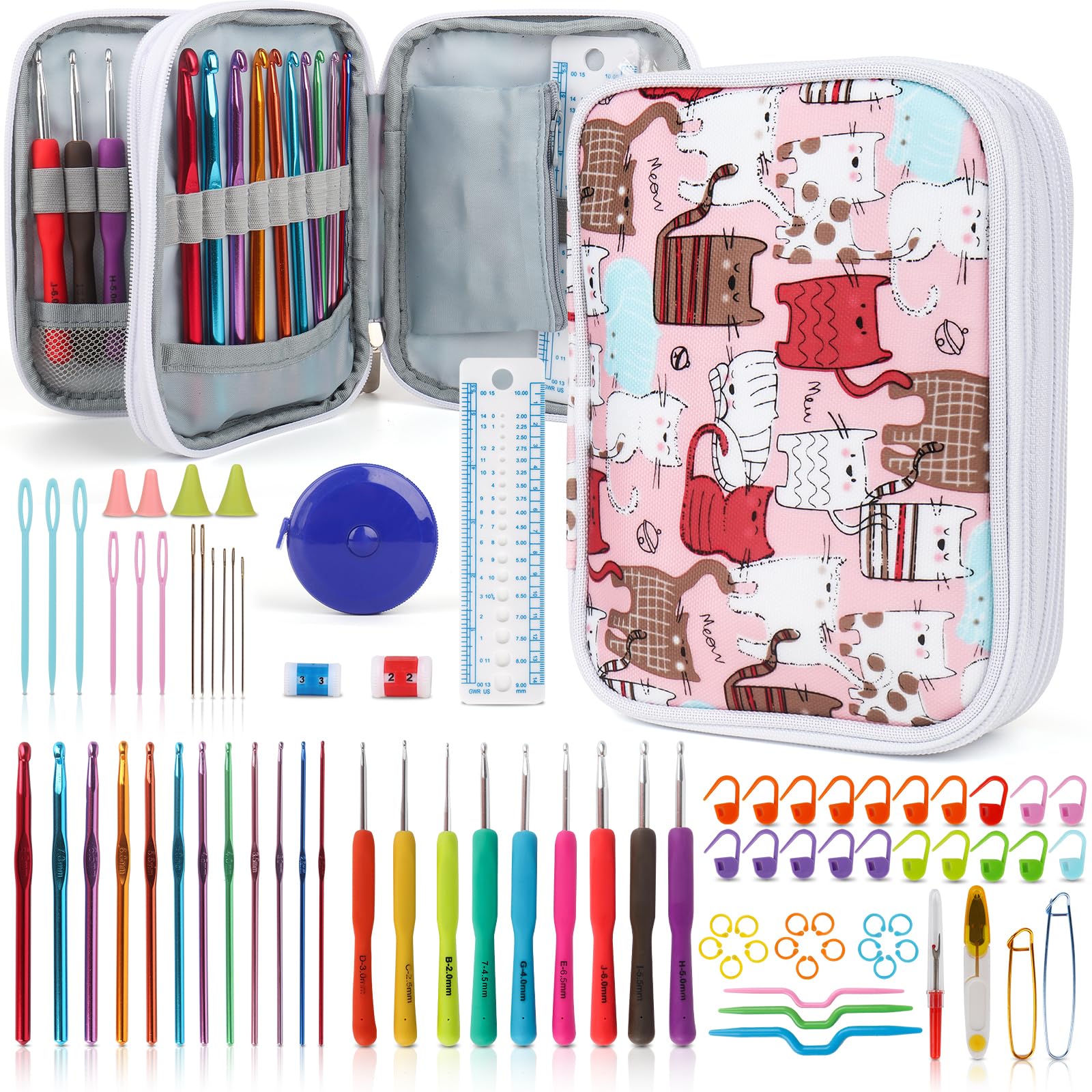 Katech 85-Piece Crochet Hooks Kit with Case