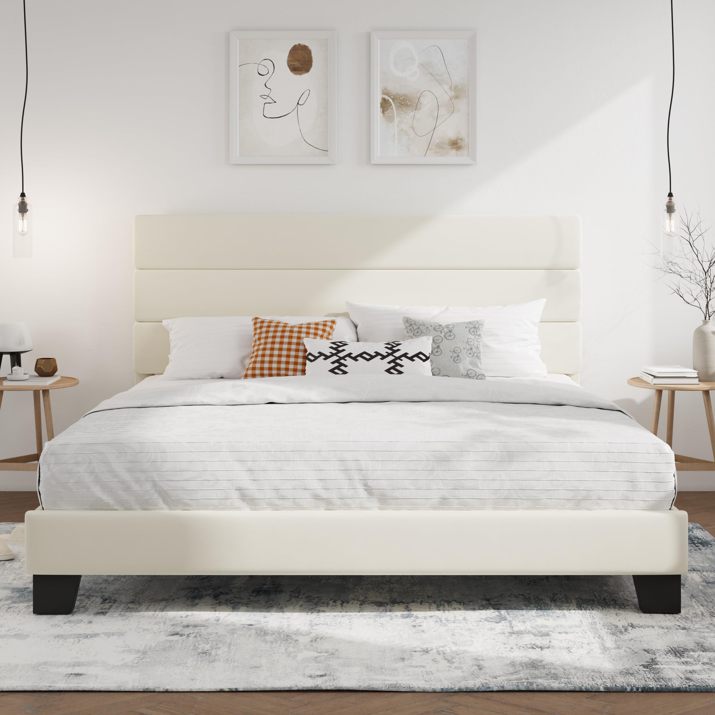 SHA CERLIN Velvet King Platform Bed