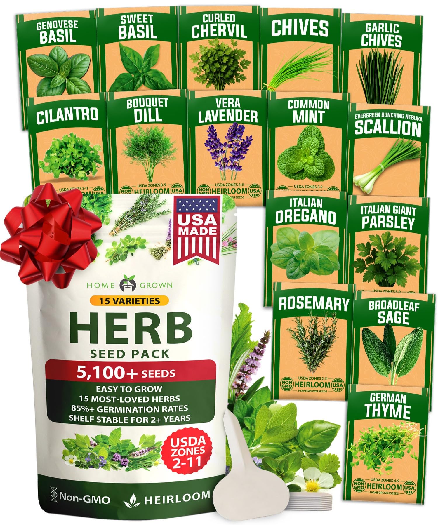 HOME GROWN 15-Pack Culinary Herb Seed Vault