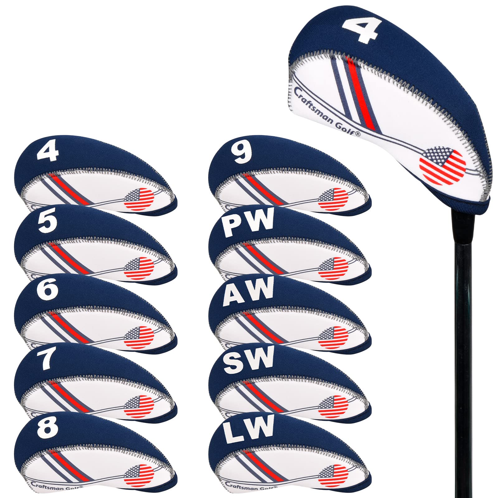 Craftsman Neoprene US Flag Iron Head Covers