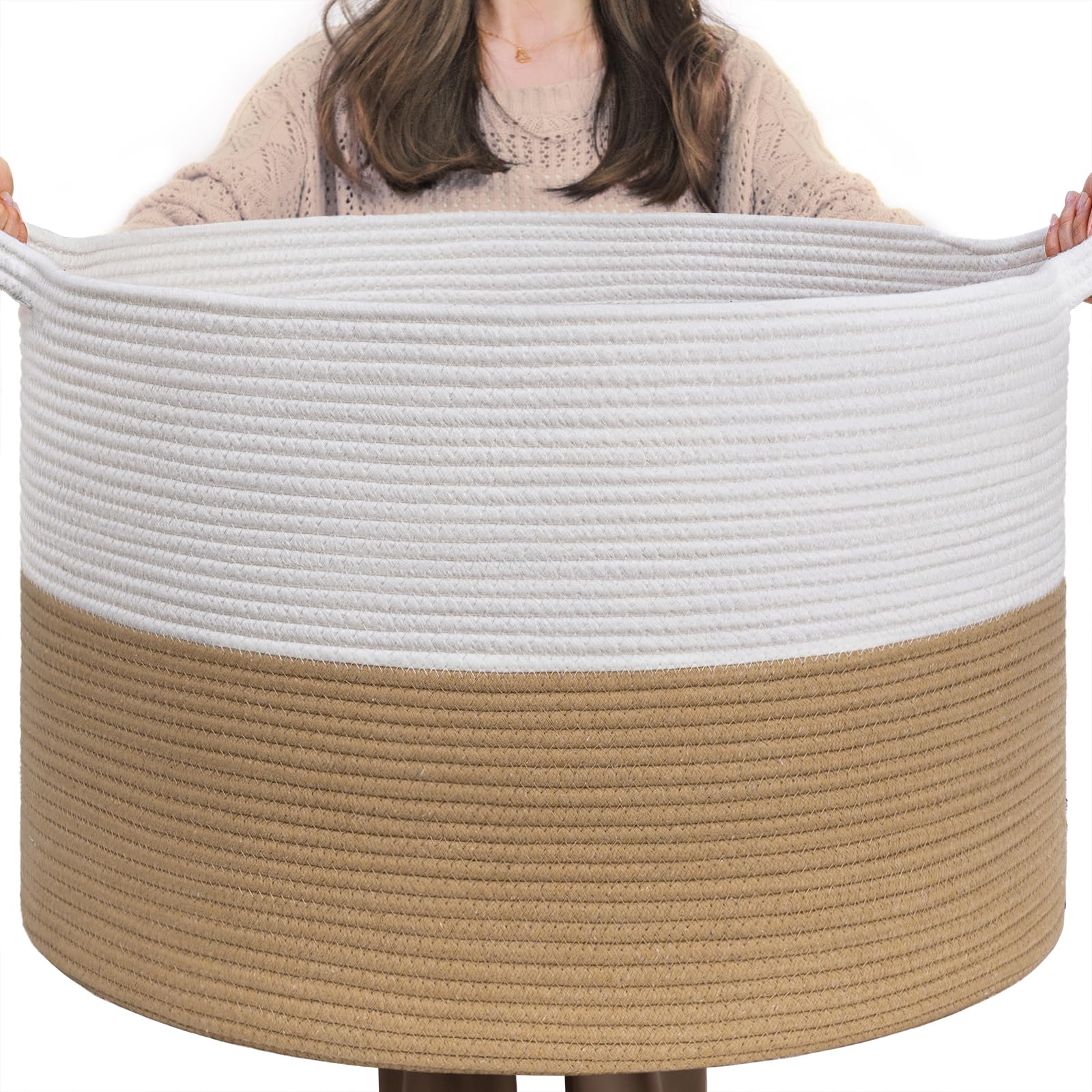 INDRESSME Cotton Rope Storage Basket