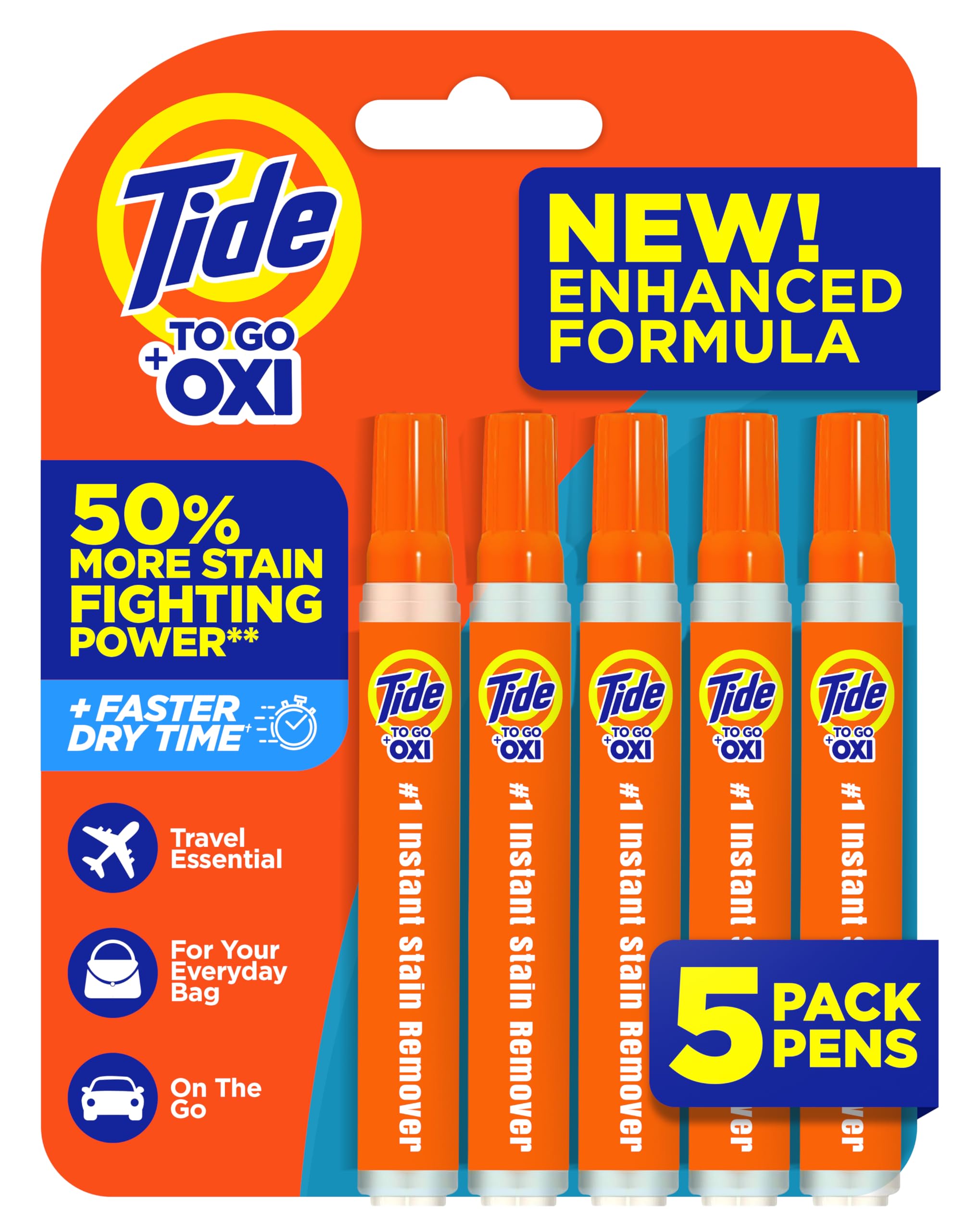 Tide Stain Remover for Clothes, Tide To Go Pen (Pack of 5)