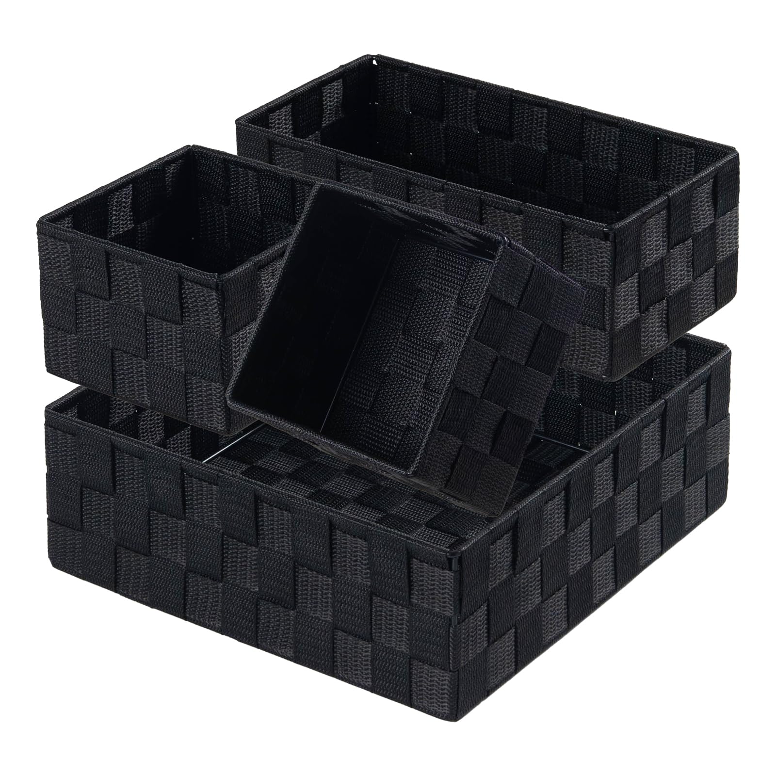 Posprica Woven Black Storage Baskets (Set of 4)