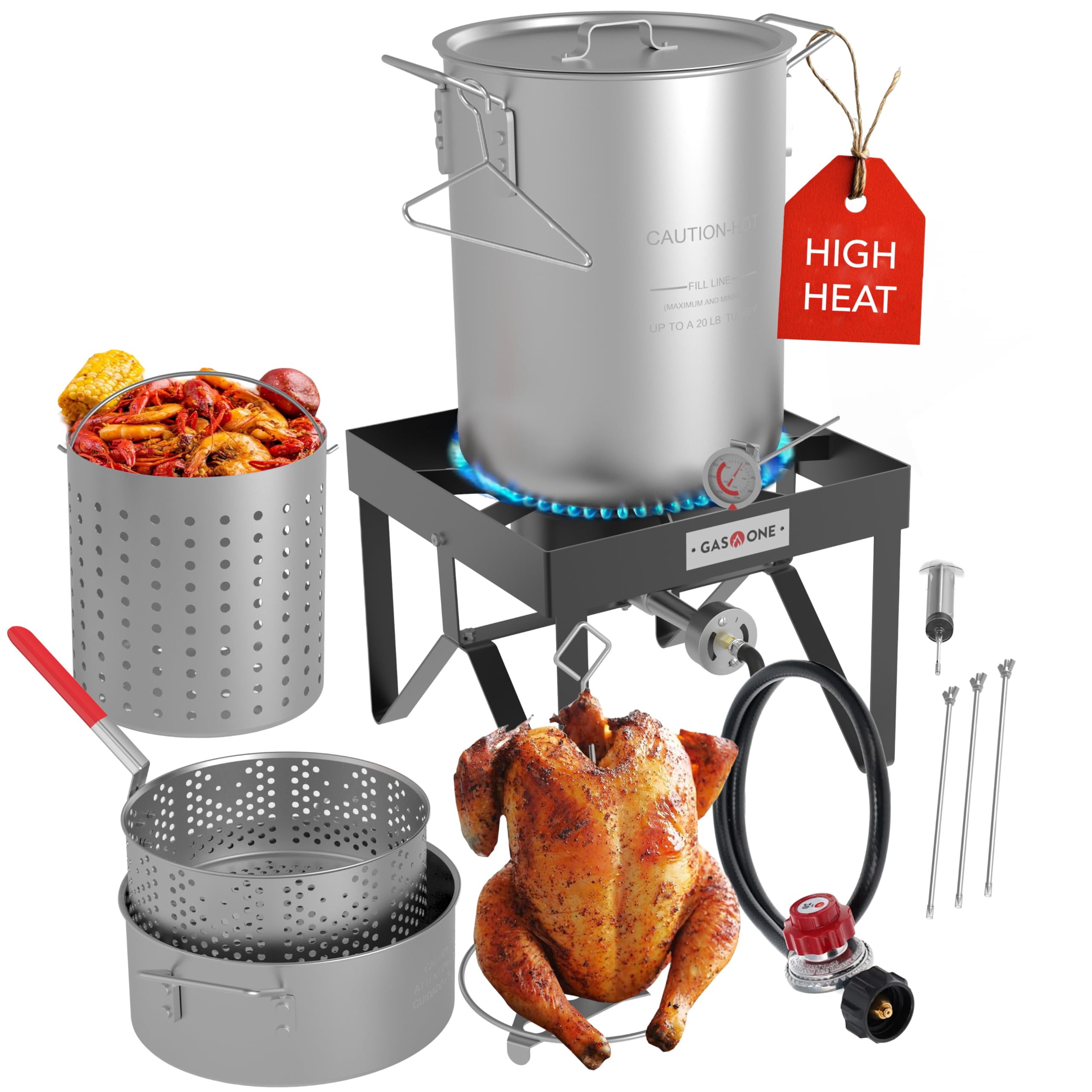 GasOne Large 30qt & 10qt Turkey Fryer Set