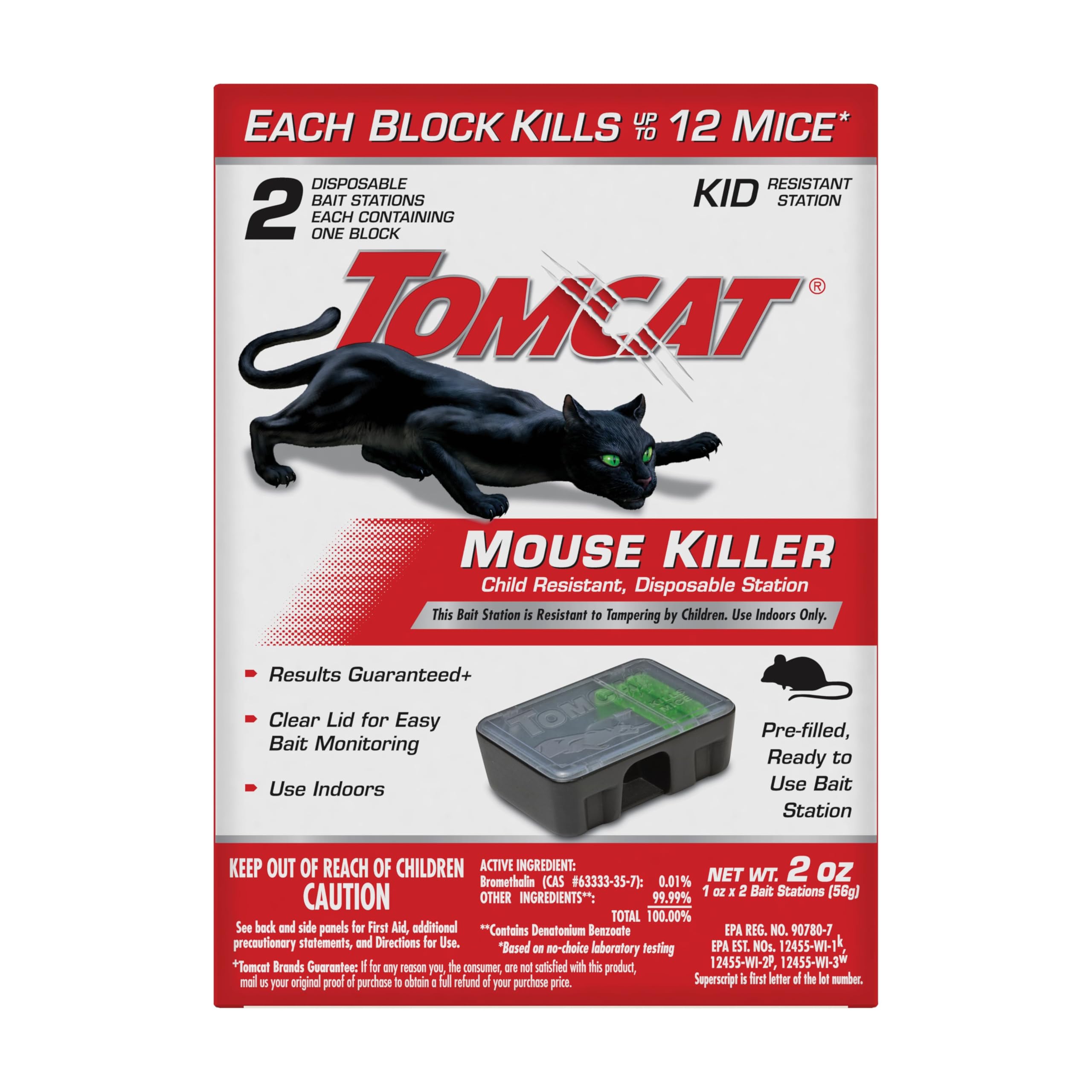 Tomcat Mouse Killer Child Resistant, Disposable Station, 2 Pre-Filled Ready-To-Use Bait Stations 2 Disposable Stations 1-Pack
