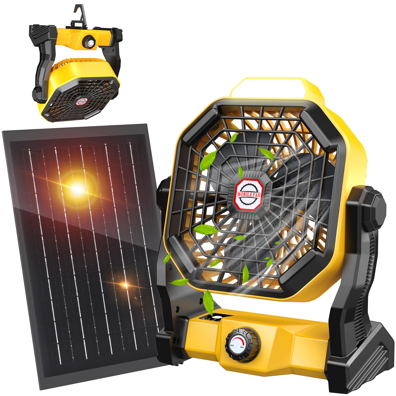 JINLICTE 10400mAh Solar Camping Fan