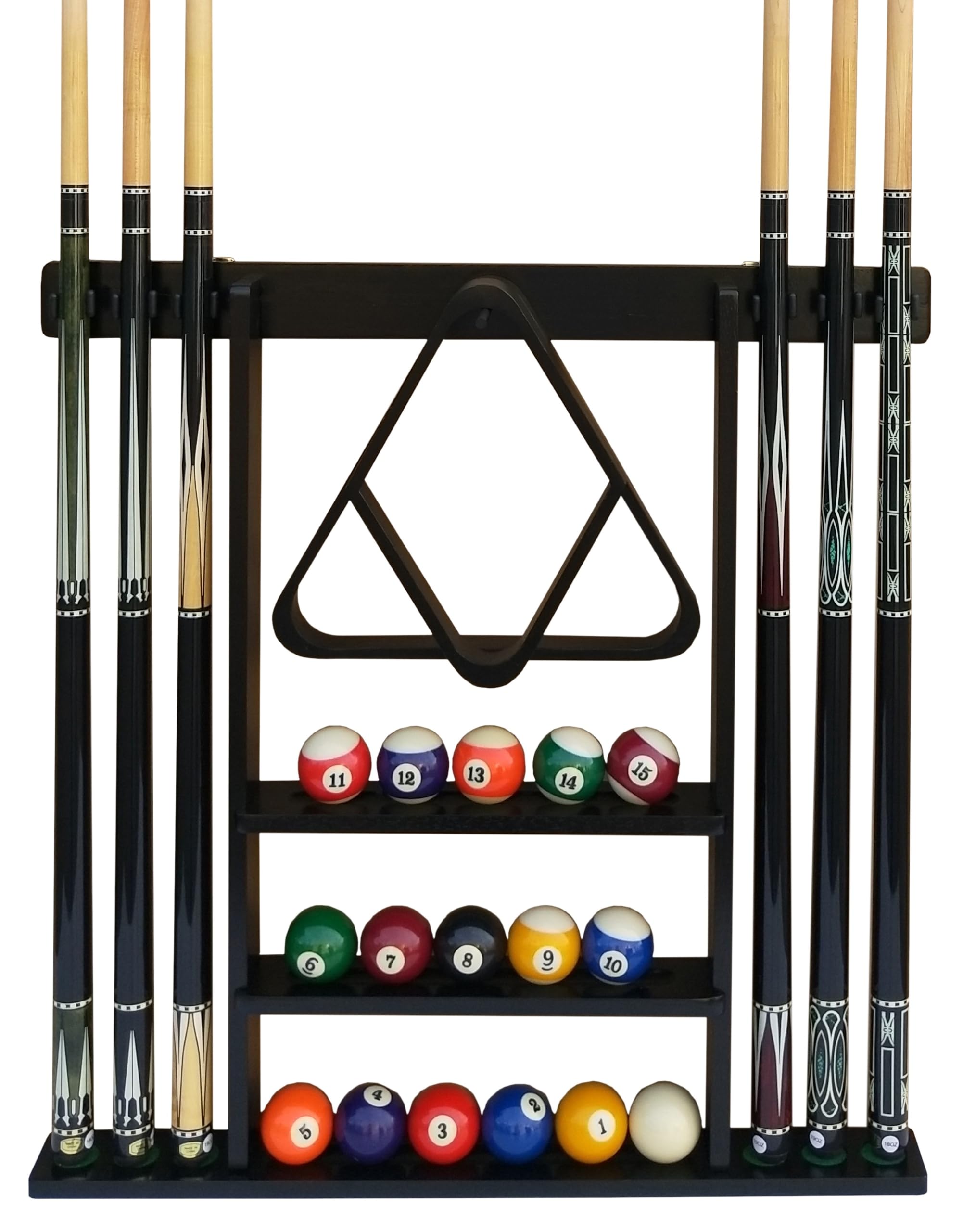 Flintar Solid Hardwood Wall Cue Rack (6-cue, 16-ball)