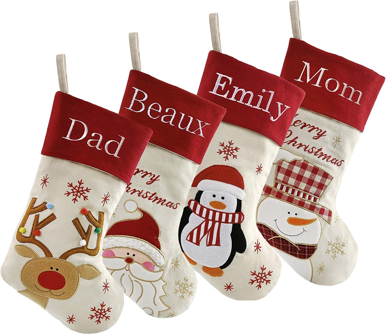 DearSun Personalized Linen Stockings (Set of 4)