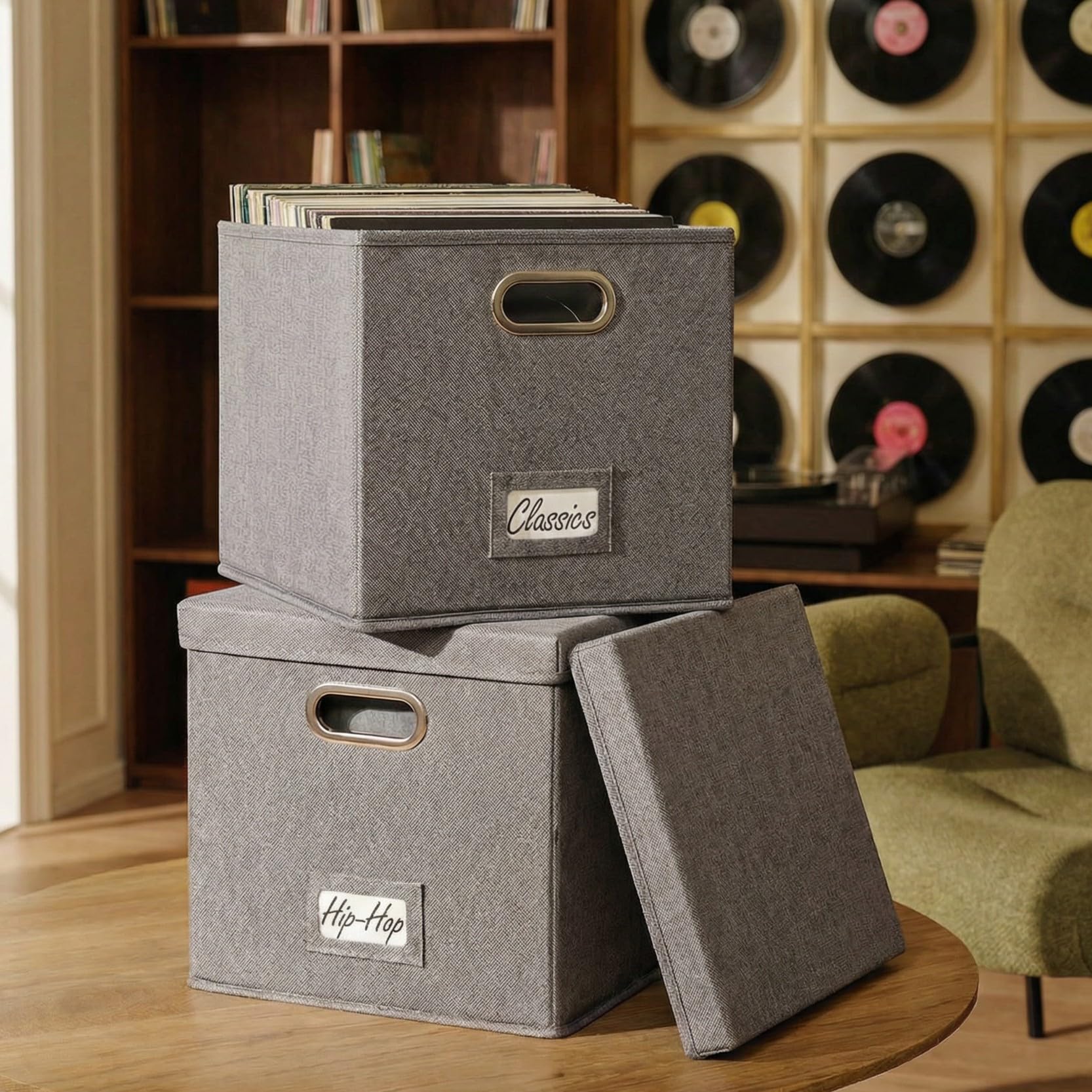 ZICOTO Vinyl Record Storage Box (Set of 2)