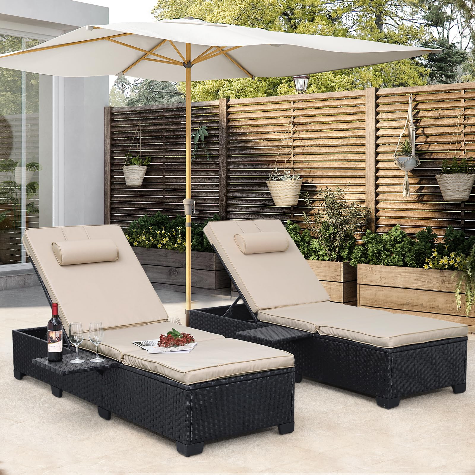 WAROOM Wicker Chaise Lounge Set