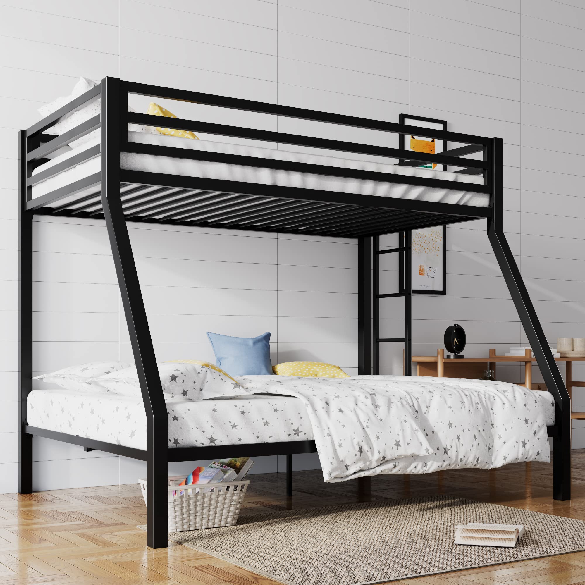 SHA CERLIN Twin‑Over‑Full Metal Bunk Bed