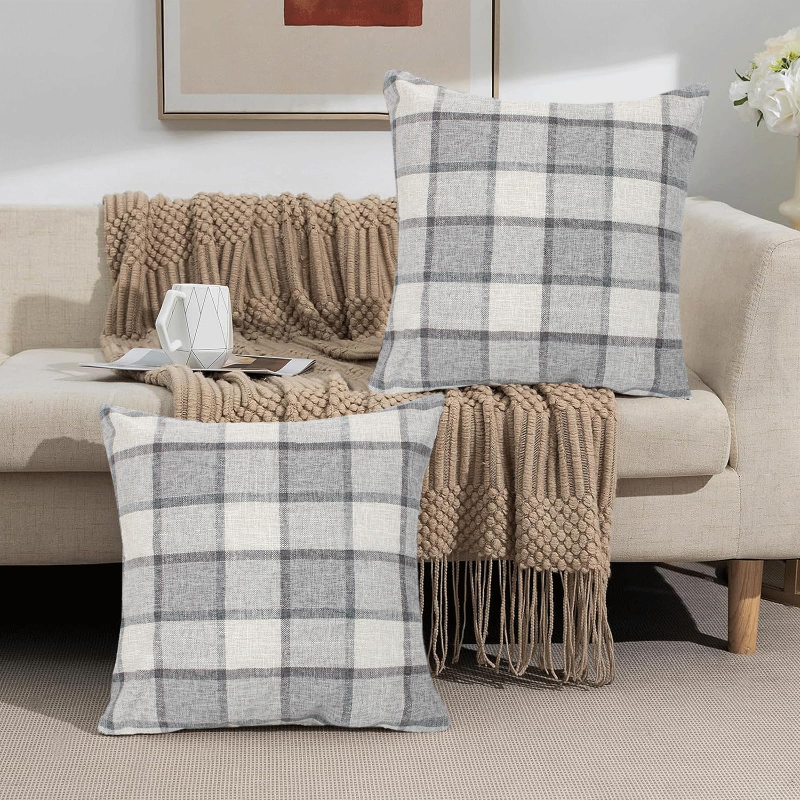 MKLFBT Farmhouse Buffalo Pillow Covers