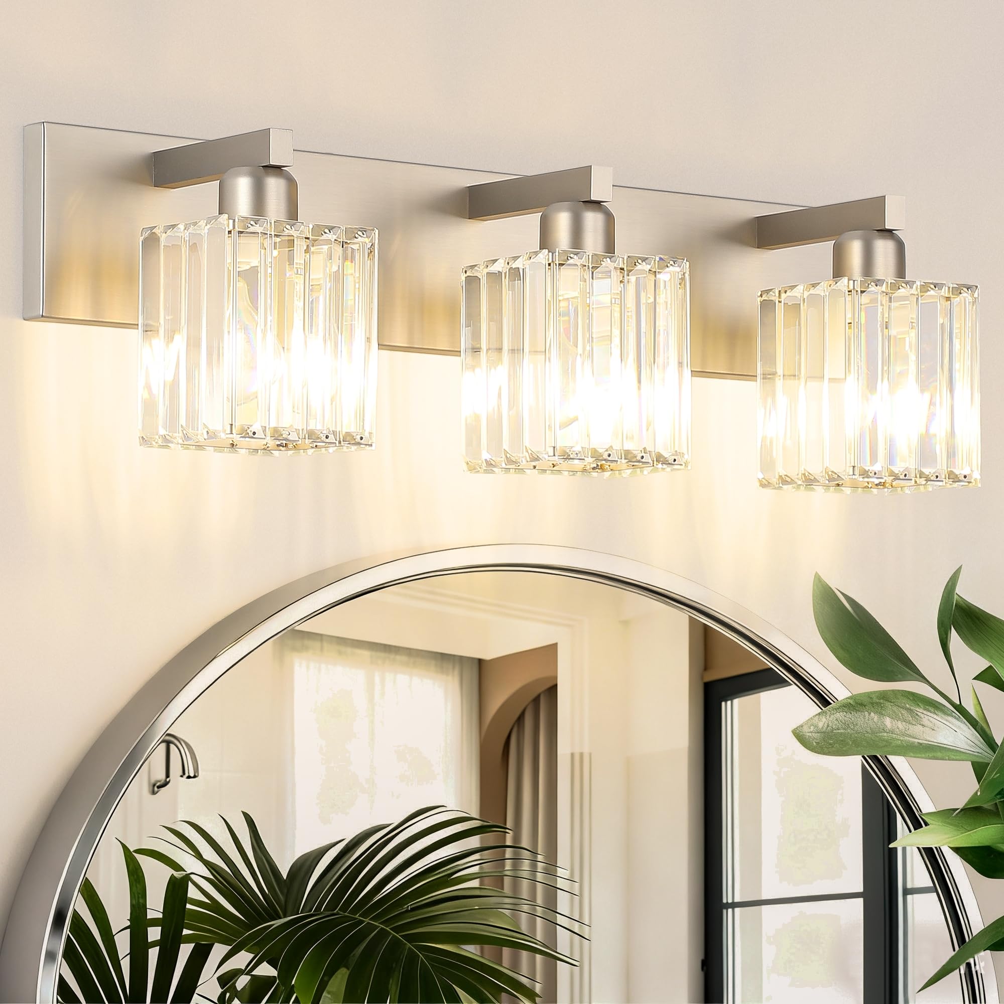 Aipsun Brushed Nickel 3-Light Crystal Vanity