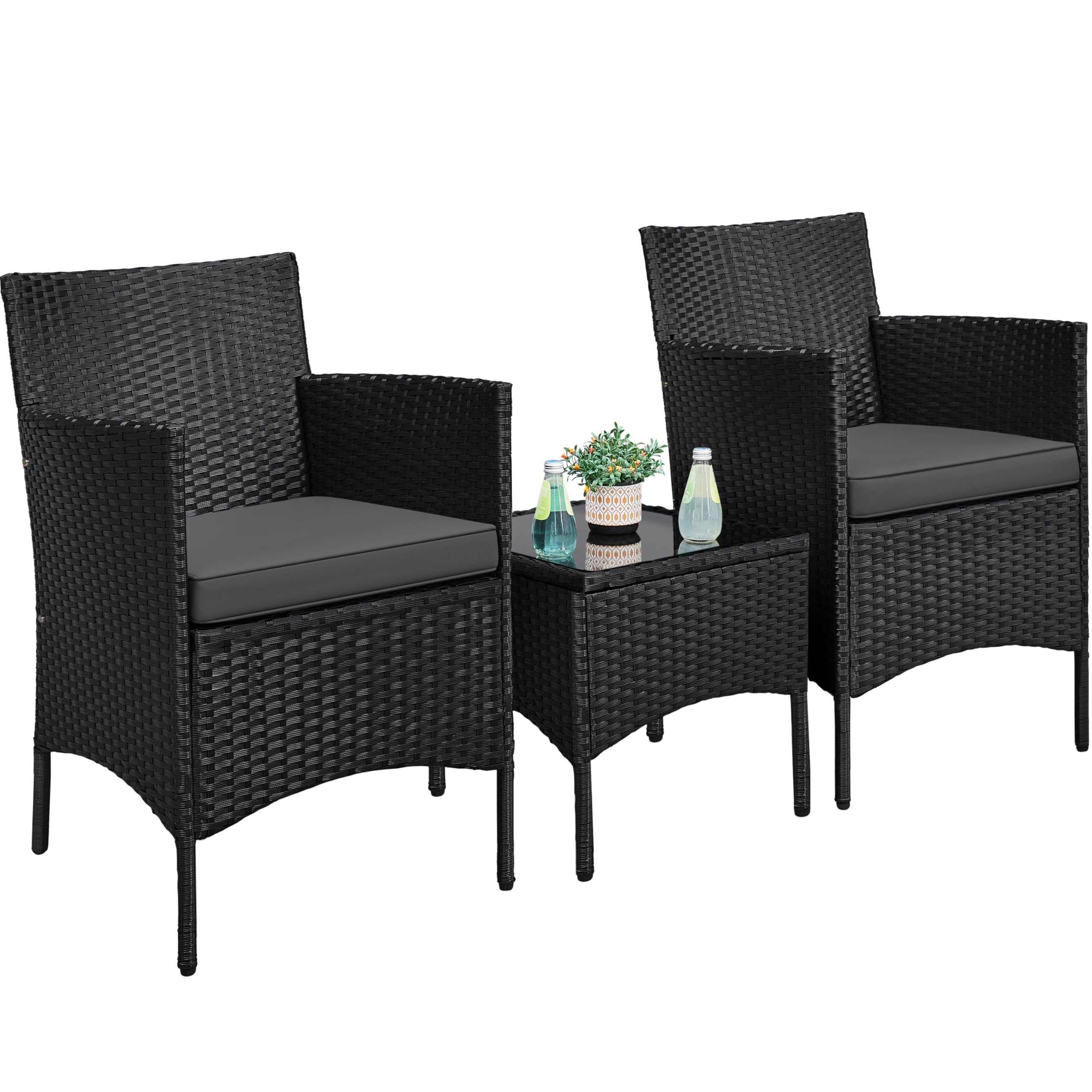Yaheetech 3-Piece PE Rattan Bistro Set