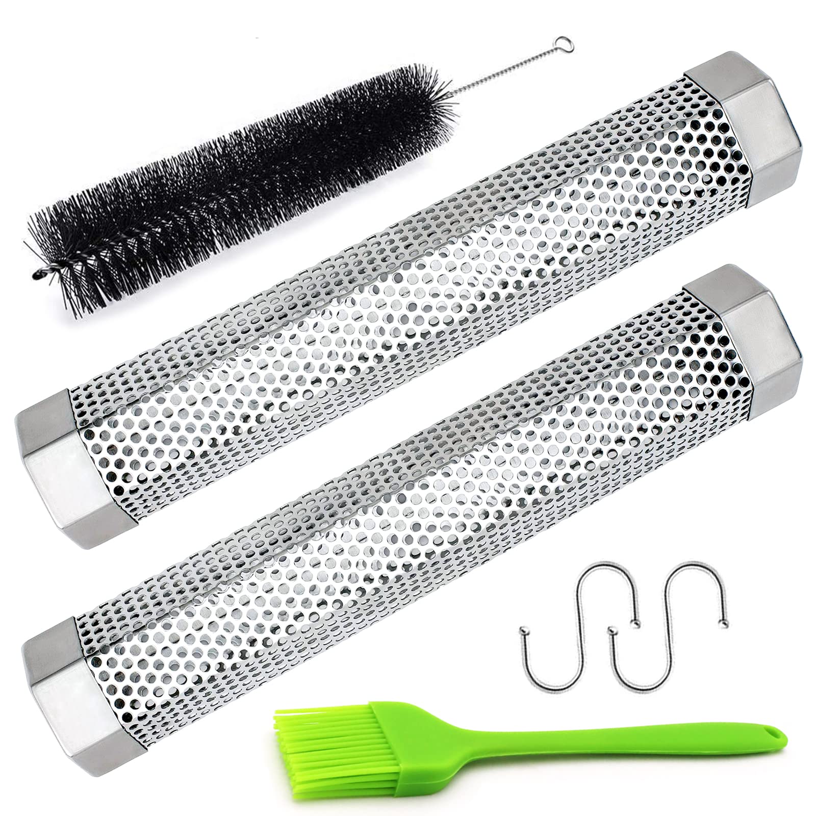 2pcs Smoker Tube 12in Pellet Smoker Tube Stainless Steel Smoke Tube for Hot or Cold Smoking