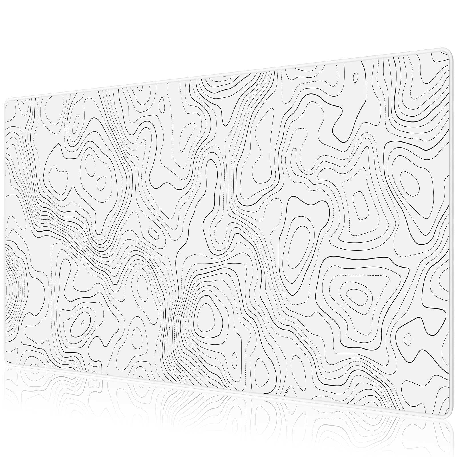 JIALONG White Topographic Large Gaming Mouse Pad, XXL