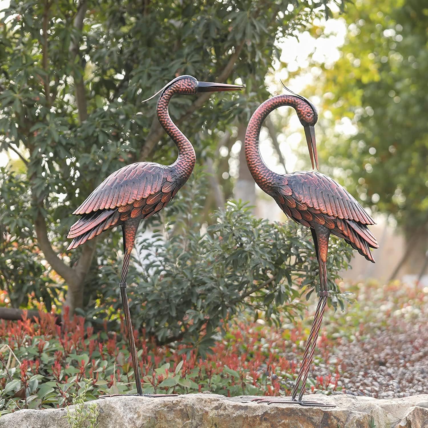 Kircust Metal Crane Statues (Set of 2)
