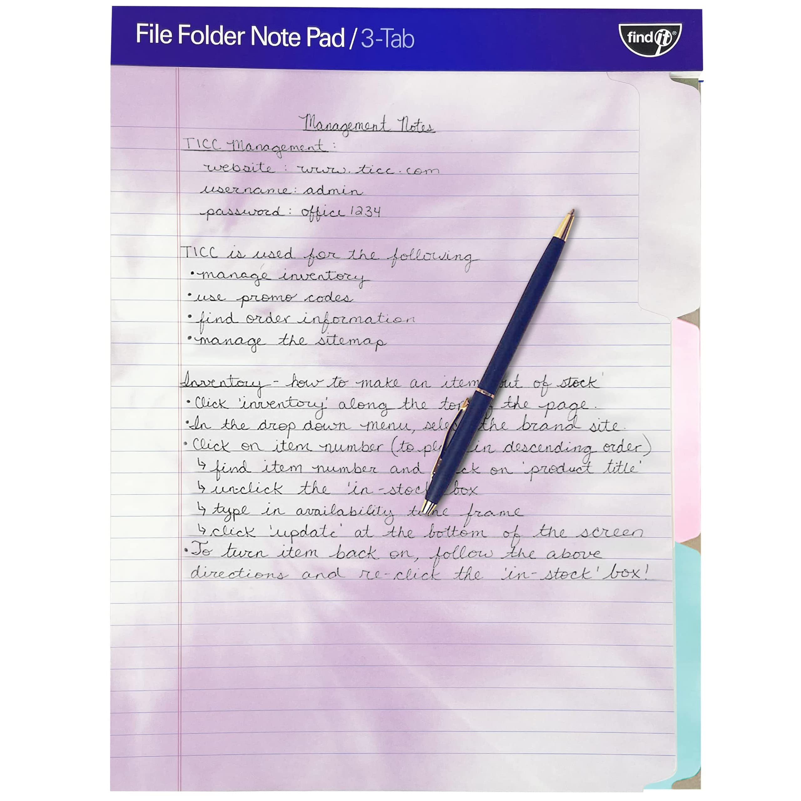 Find It Tie-Dye File Folder Notepad