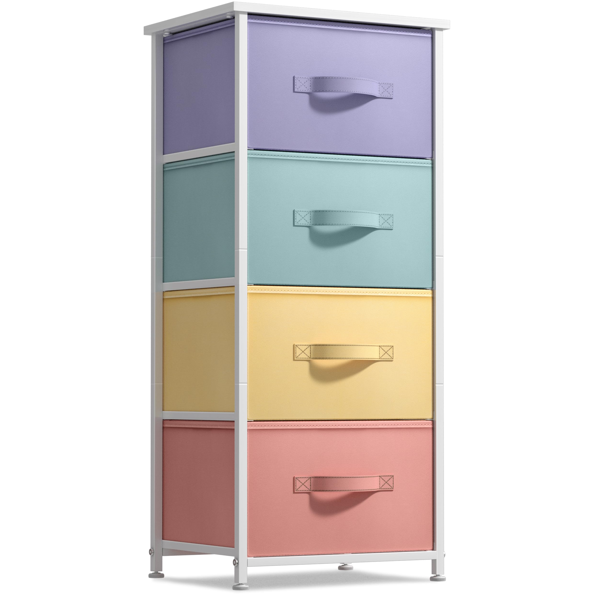 Sorbus Nightstand with 4 Drawers - Pastel/White