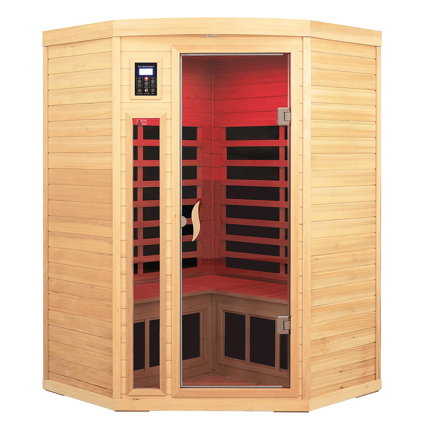 SALUSHEAT Far Infrared Wooden Sauna — 2-3 Person Canadian Hemlock Sauna with Chromotherapy