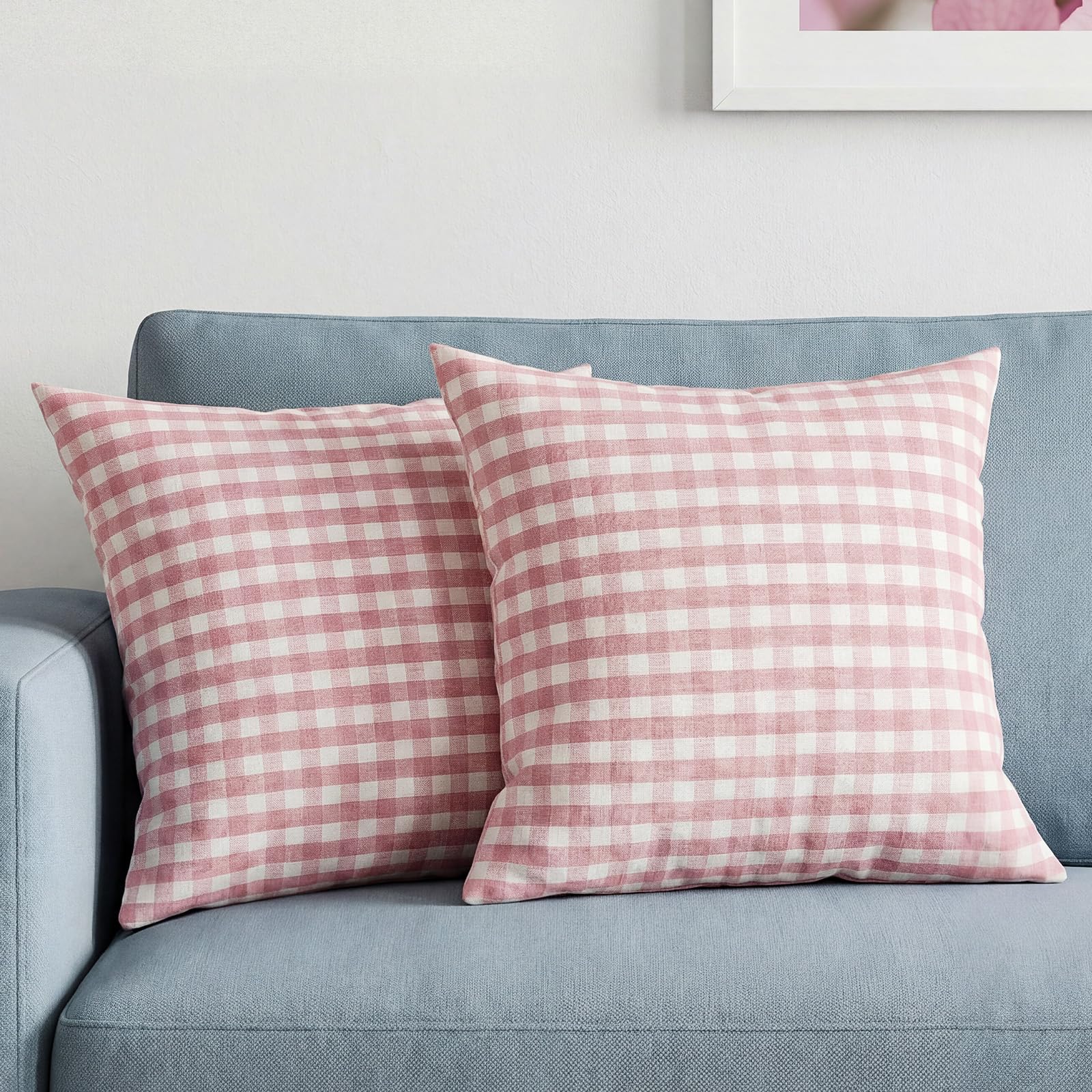 Pink Gingham Pillow Covers