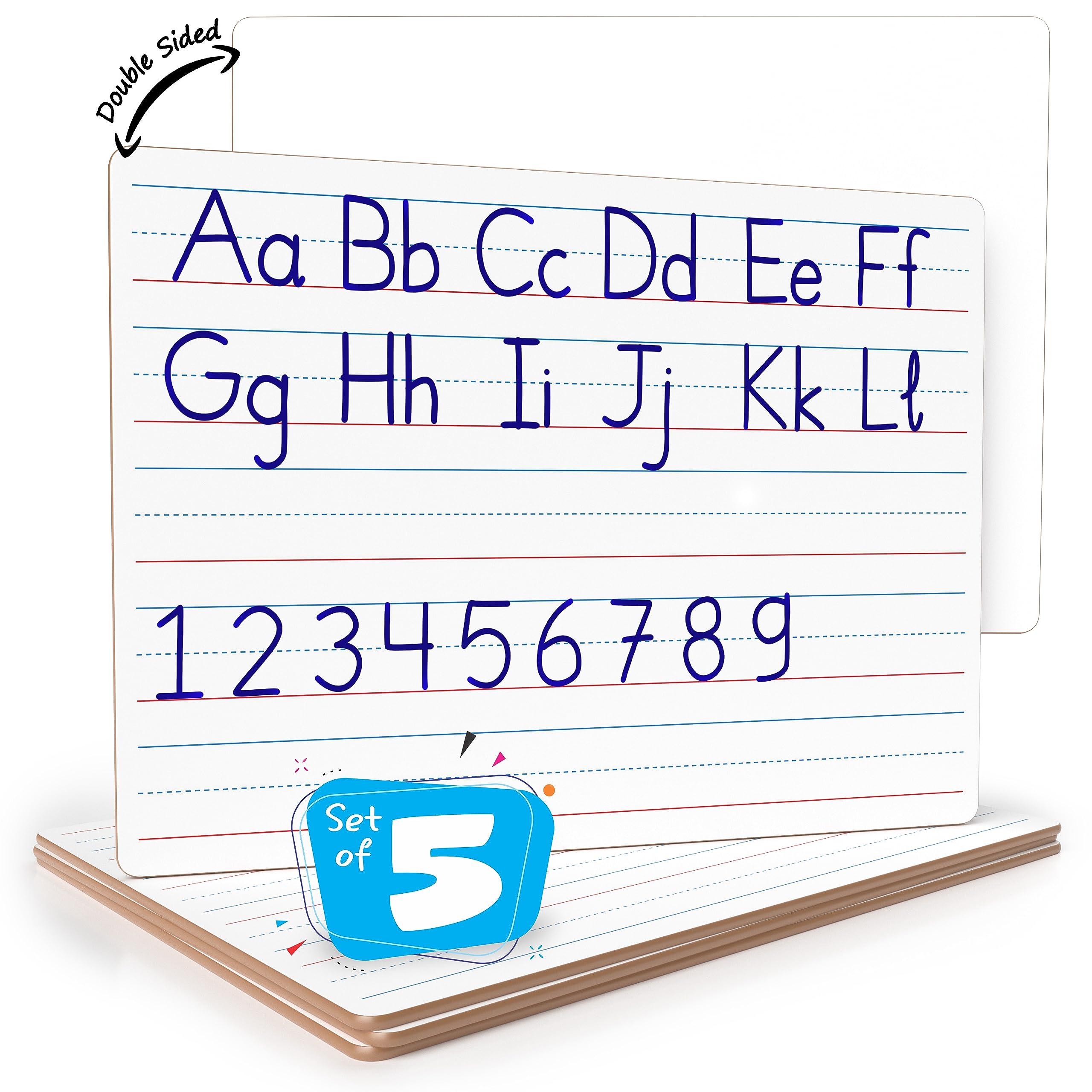 Scribbledo 5-Pack Lined Dry Erase Boards — Double-Sided, Handheld