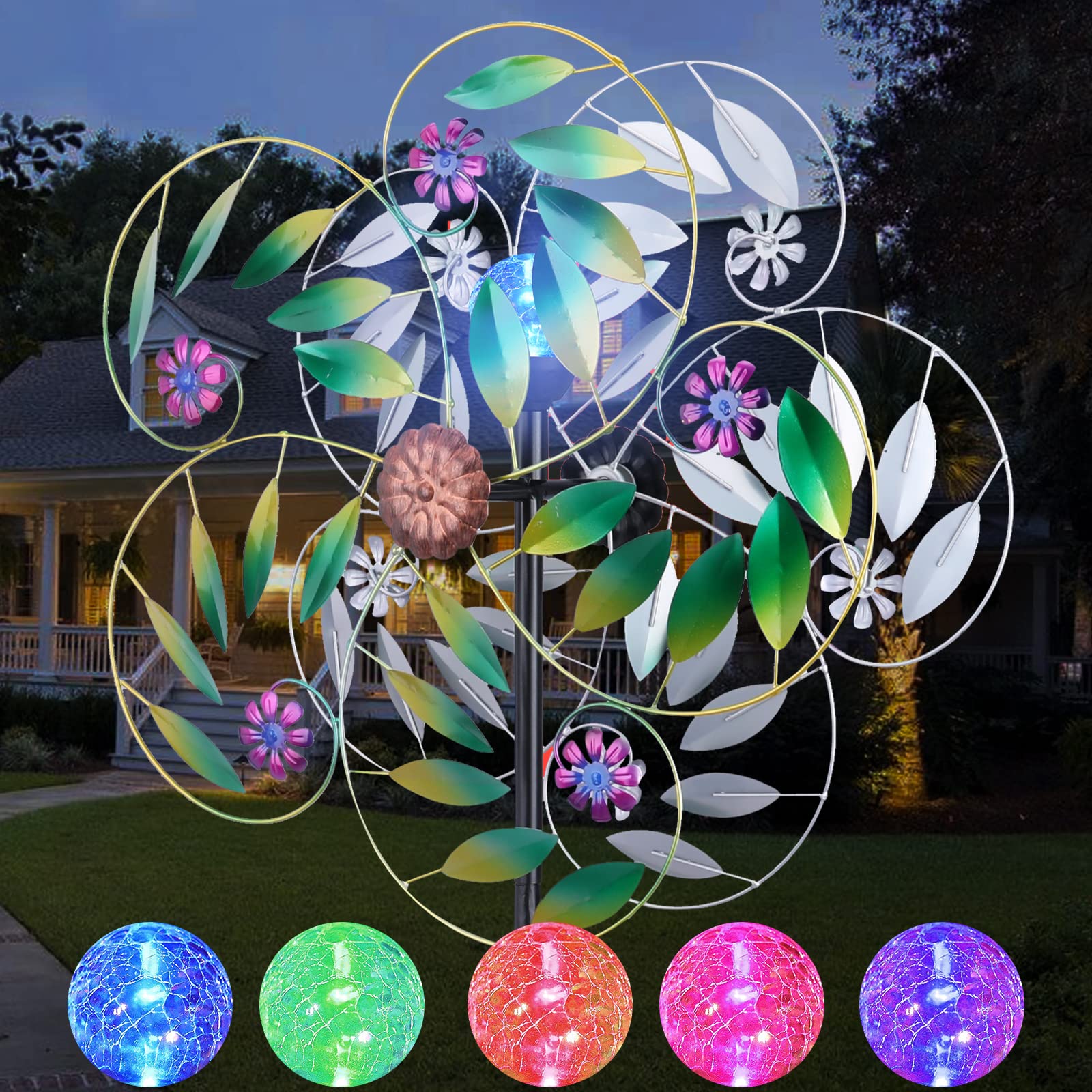 6.5 ft Solar Color-Changing LED Wind Spinner