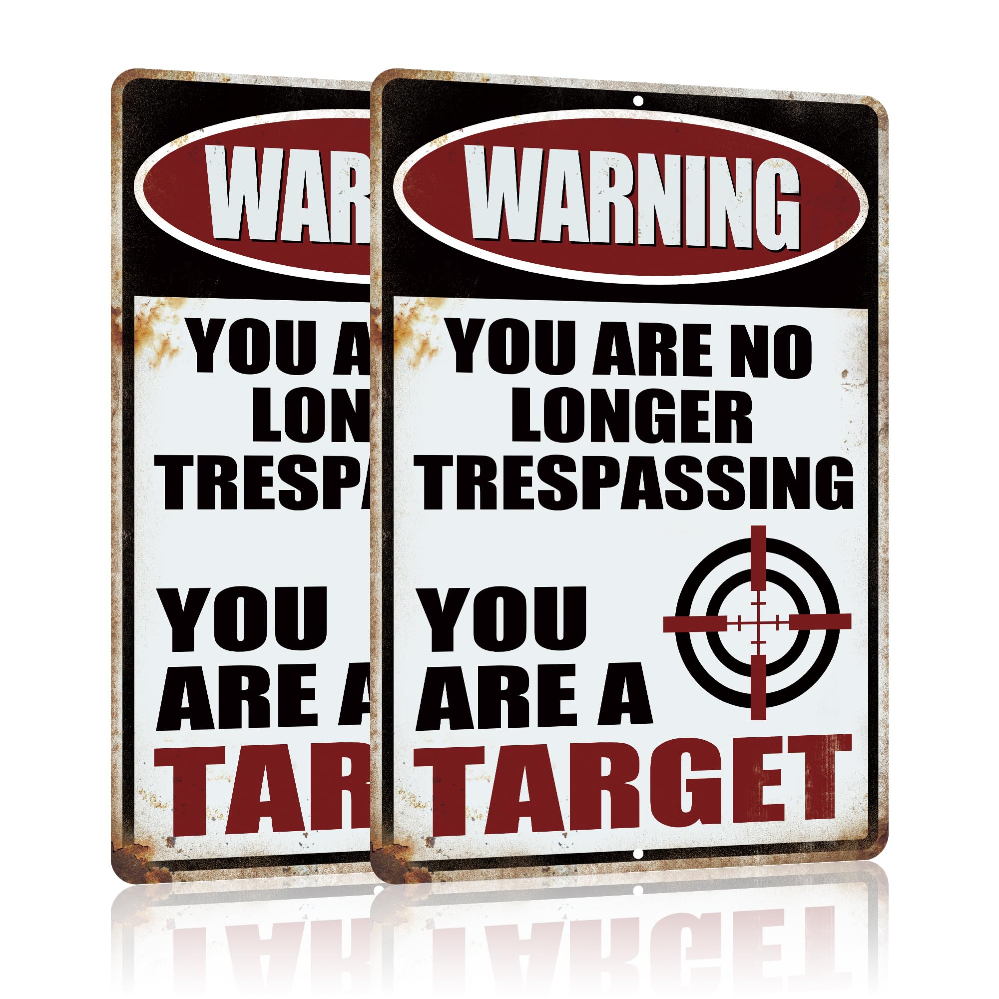 Funny No Trespassing Metal Tin Sign (2-Pack)