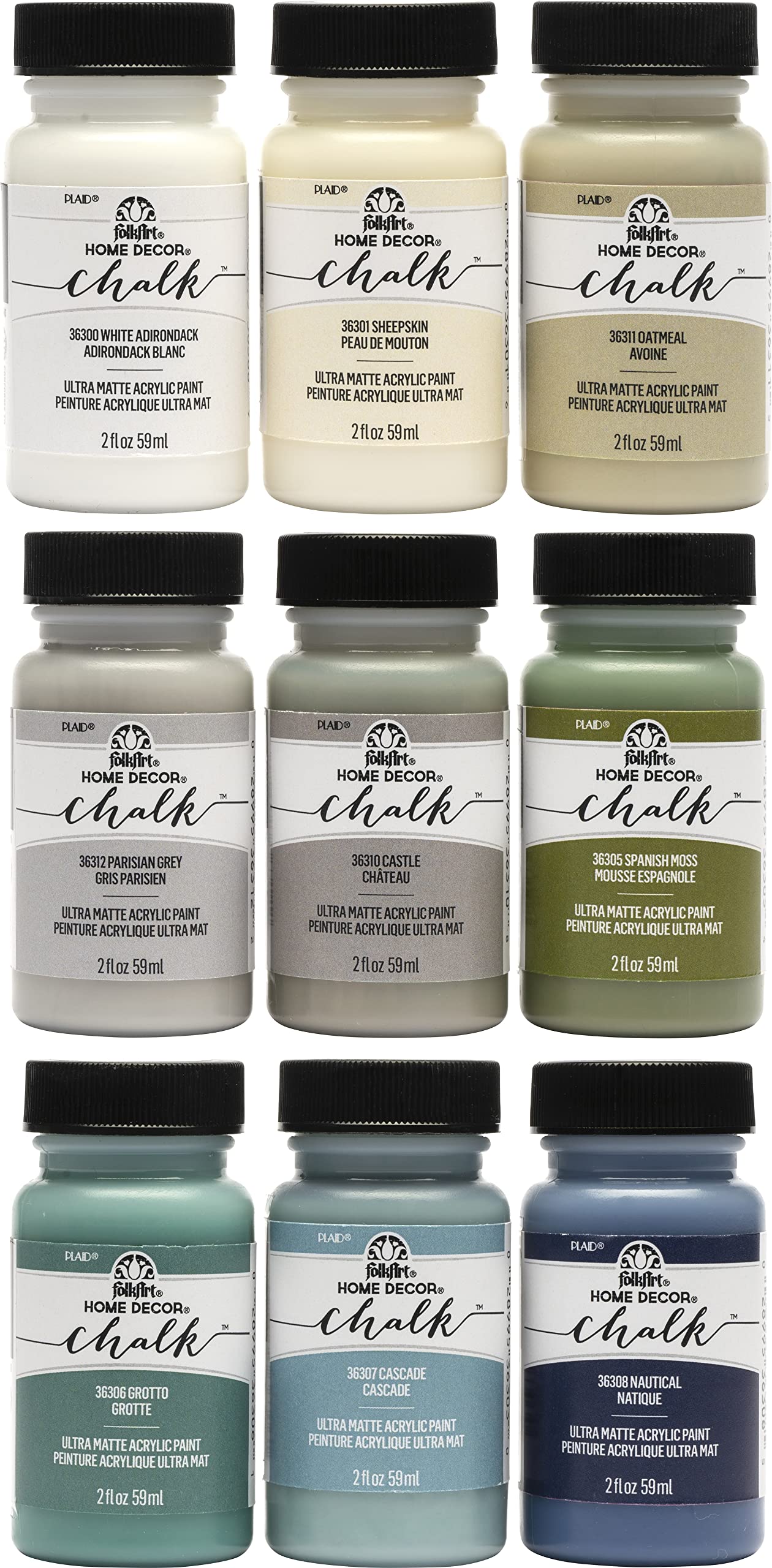 FolkArt Home Décor Chalk Finish Paint Set (9 x 2 oz)