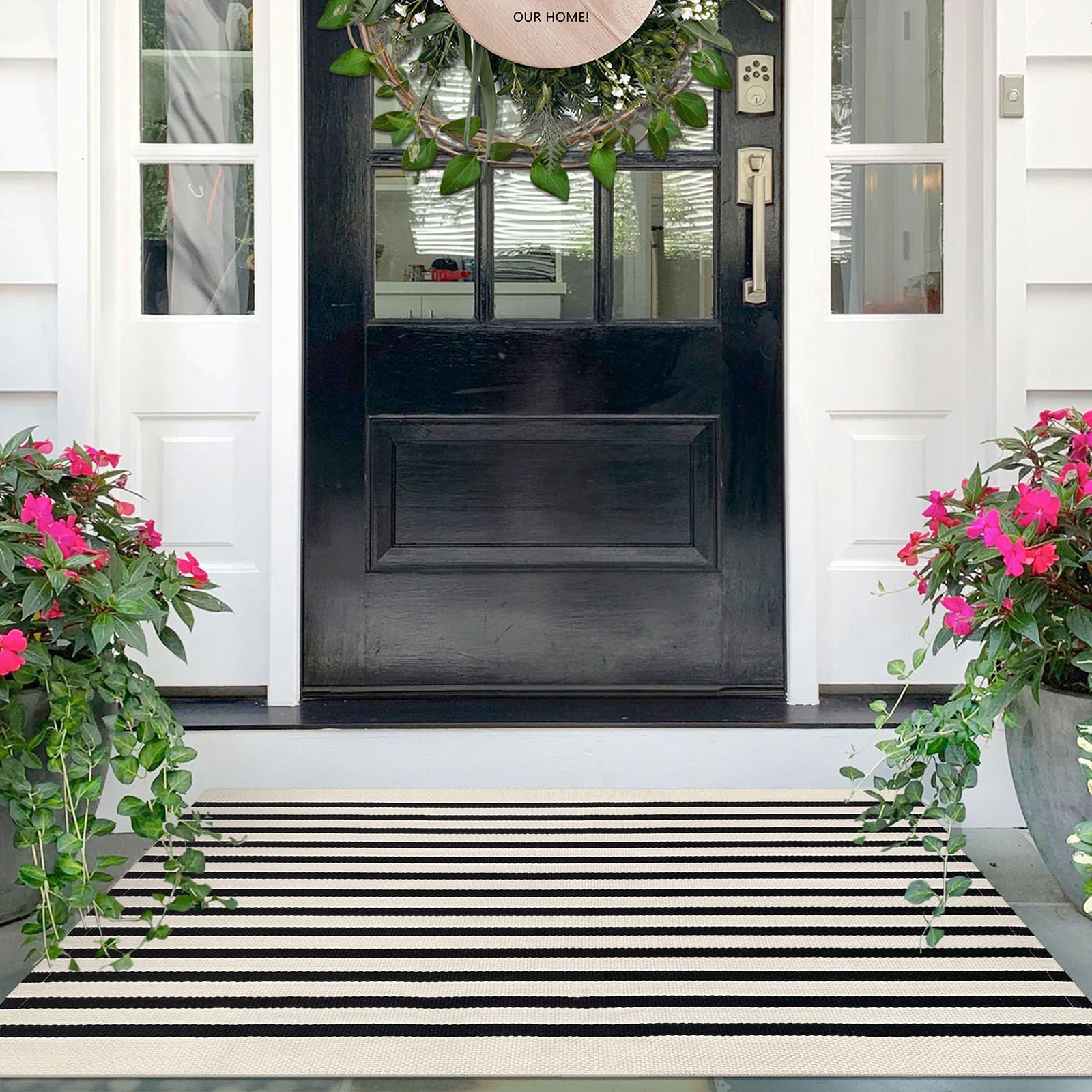 IOHOUZE Striped Cotton Blend Rug