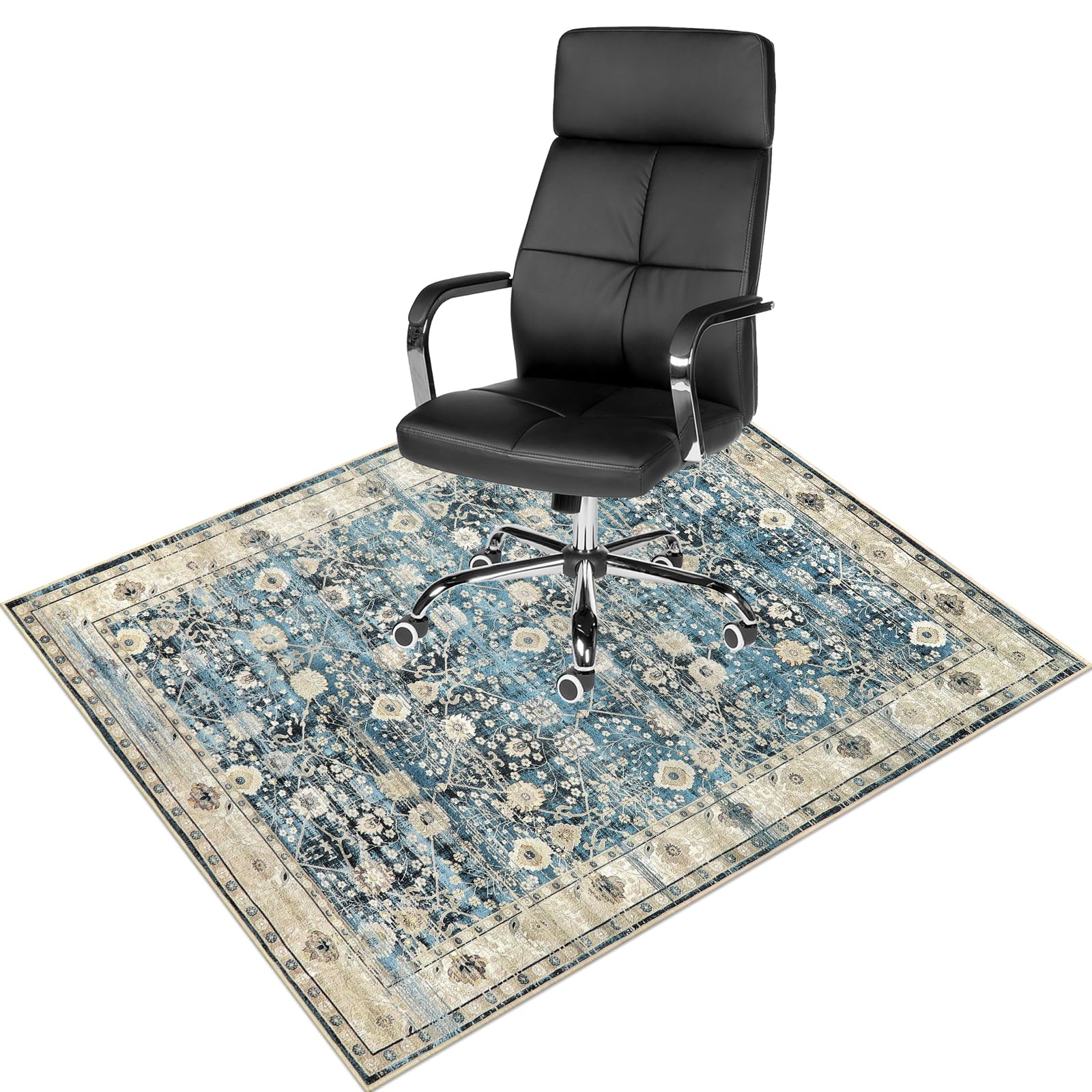 Anidaroel Home Office Chair Mat for Hardwood Floor, 48"x60" Blue