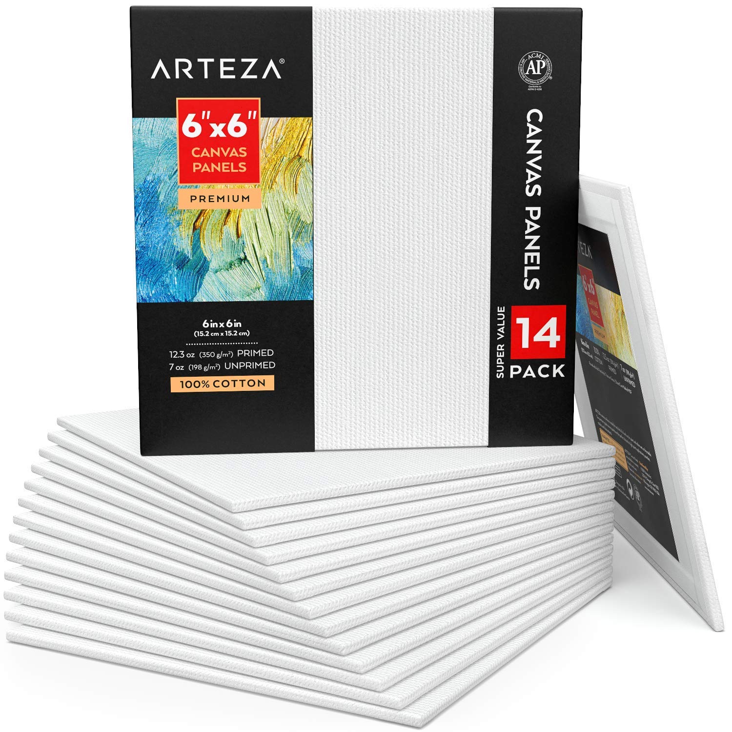 Arteza 6x6 Cotton Canvas Panels (14-Pack)