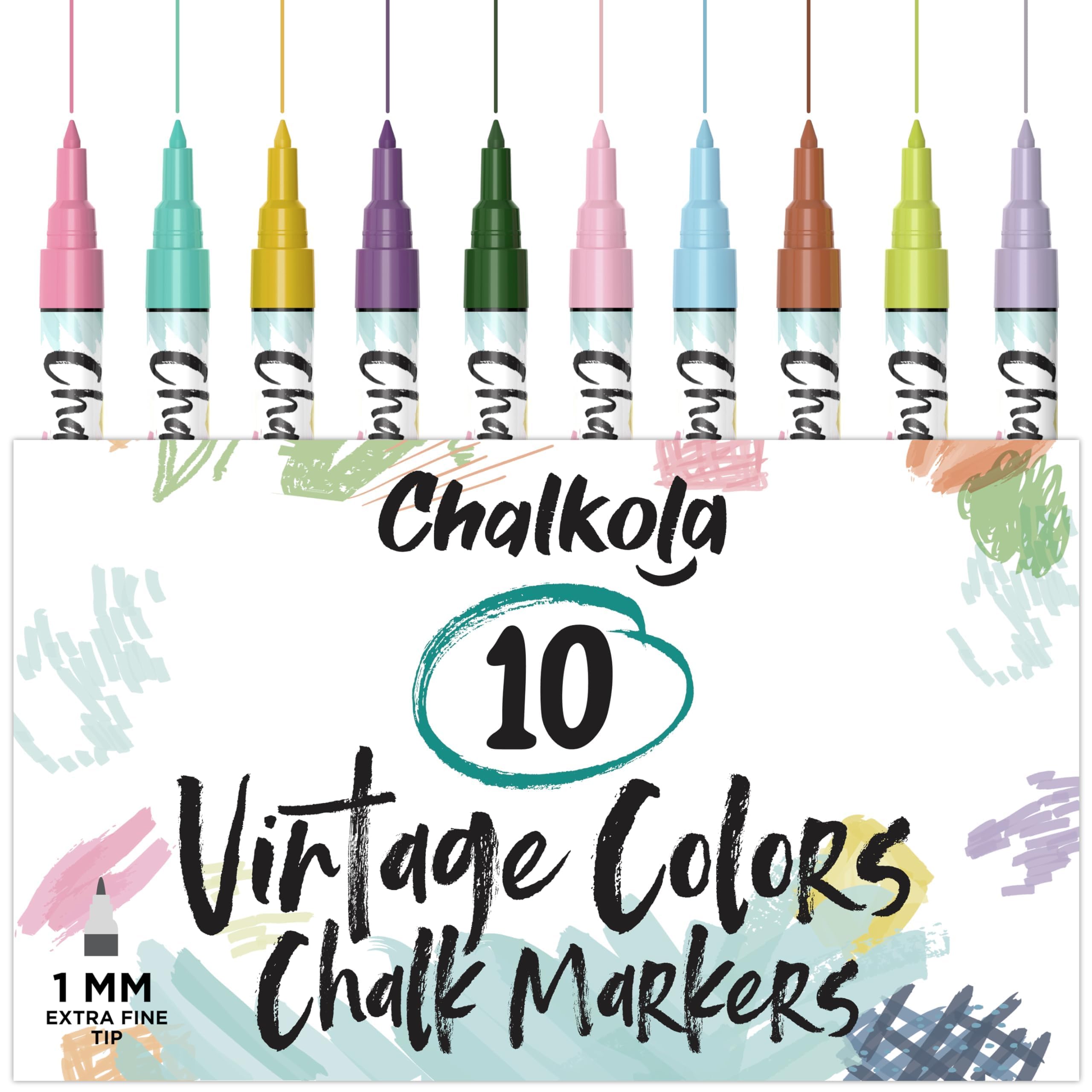 Chalkola Extra Fine Tip Liquid Chalk Pens — 1mm (10-Pack)