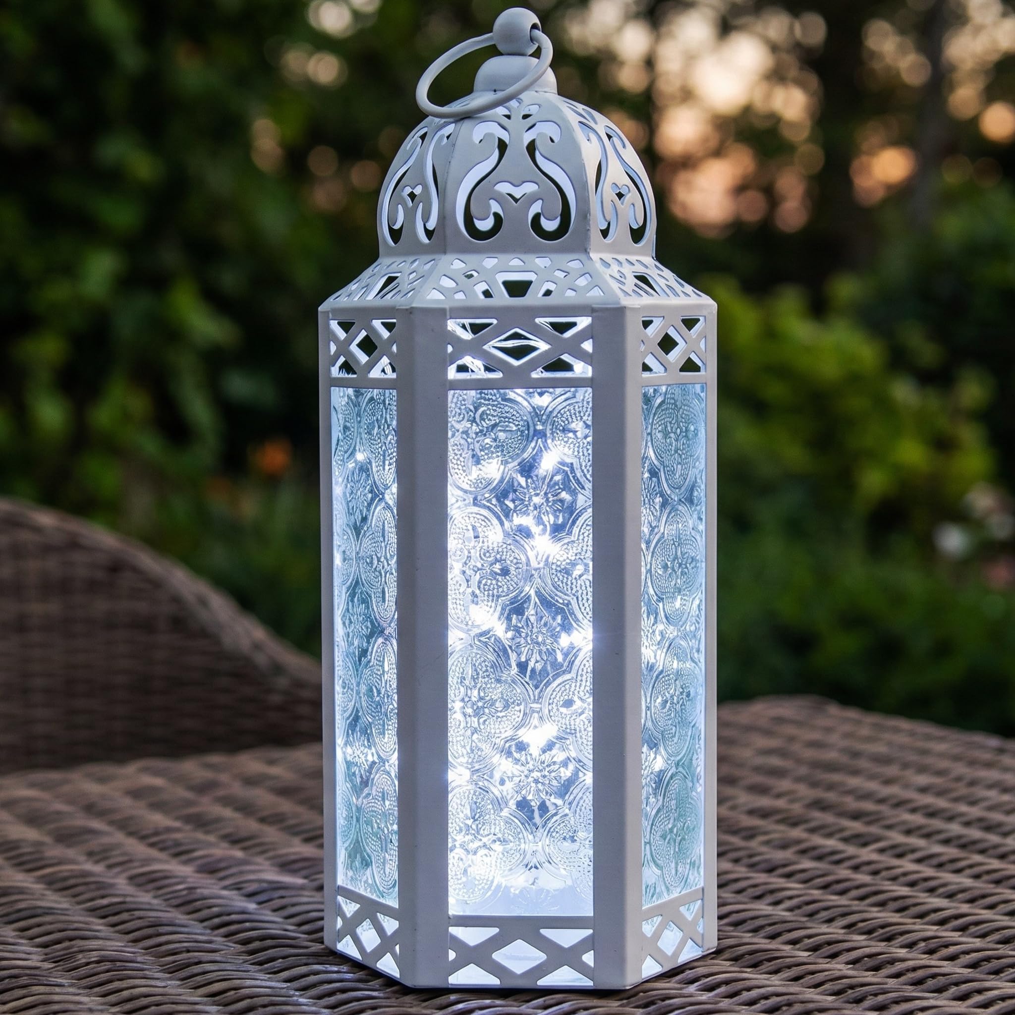 Moroccan Metal Lantern with LED Fairy Lights