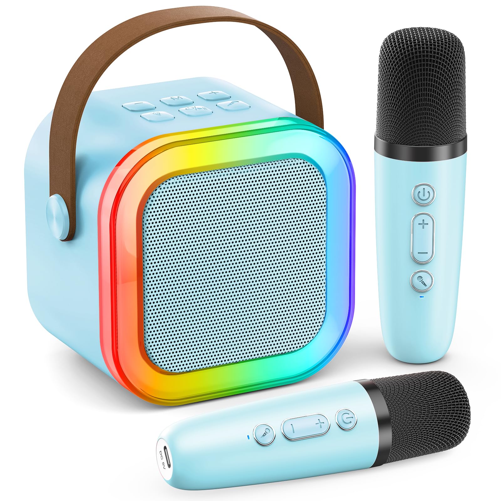 Portable Mini Karaoke Speaker with 2 Mics