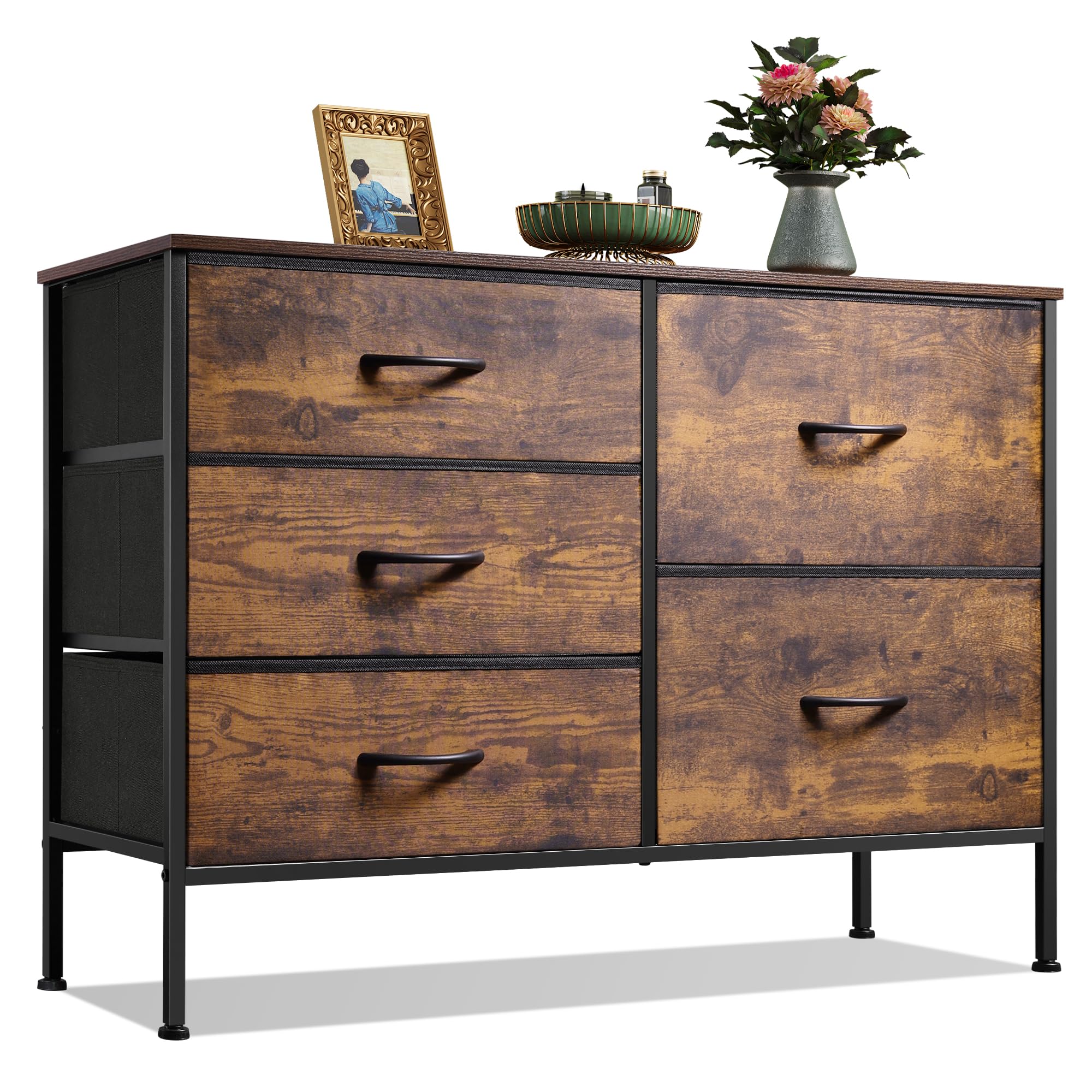 WLIVE 5-Drawer Wide Fabric Dresser