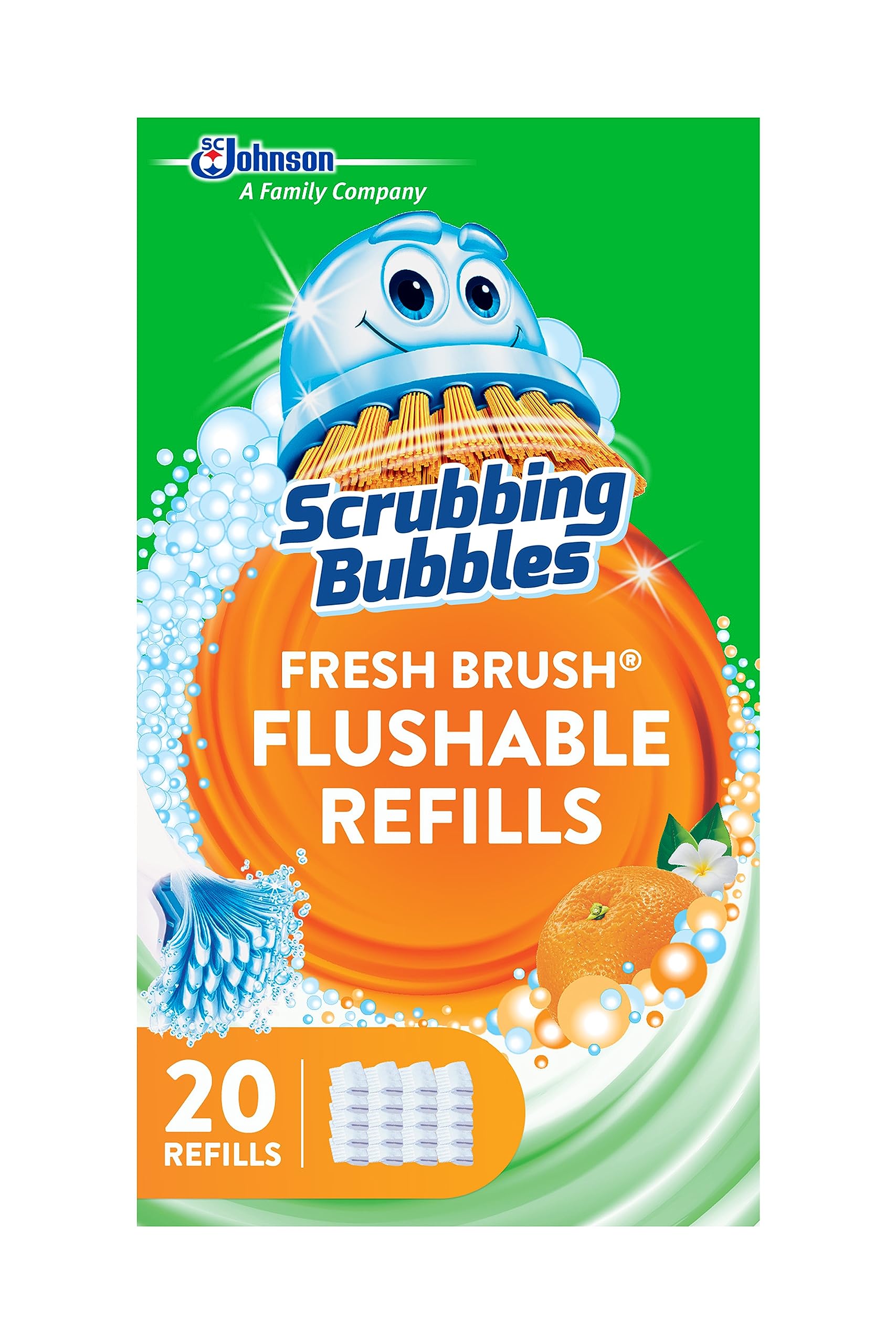 Scrubbing Bubbles Flushable Toilet Bowl Wand Refills, Citrus Scent — 20 Count