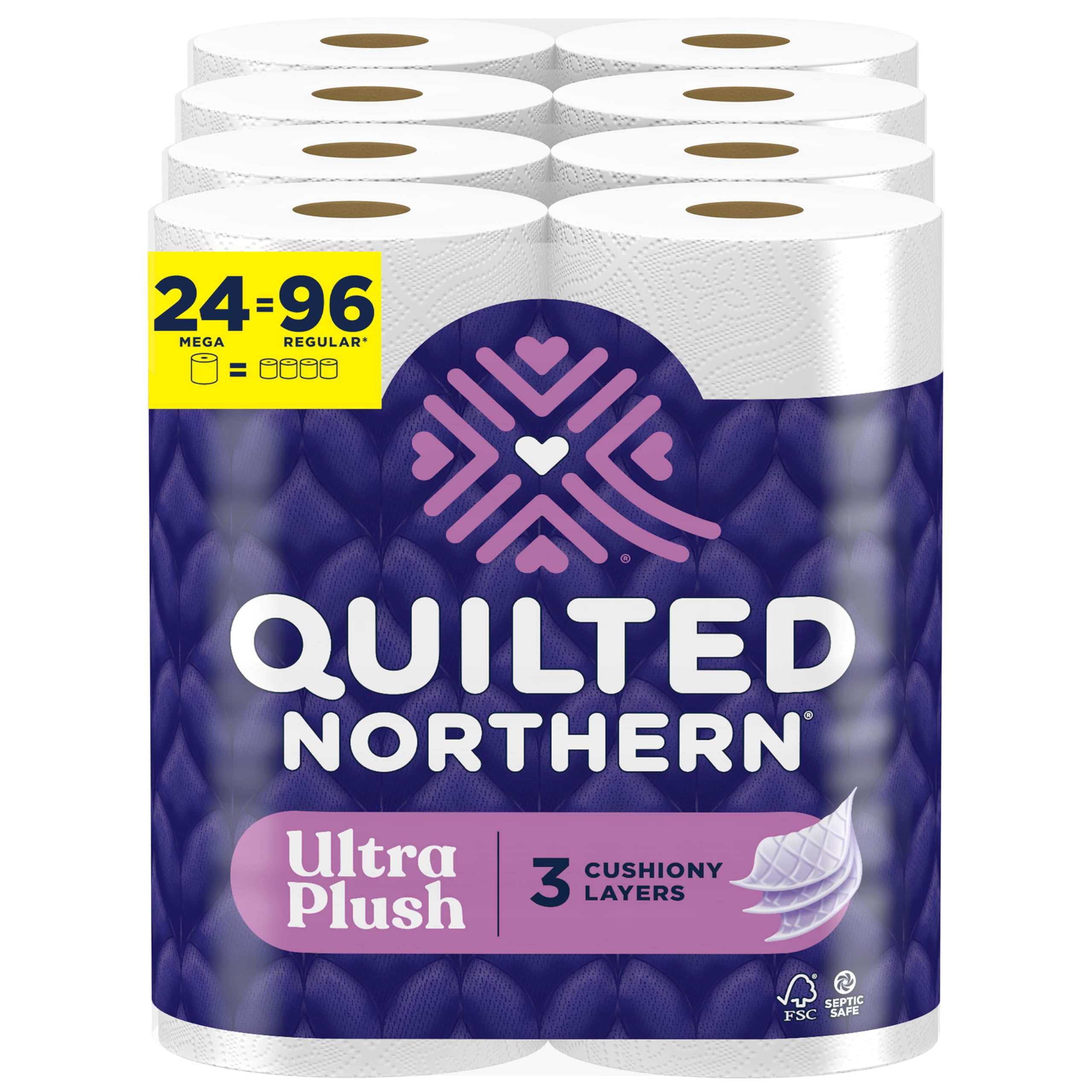 Quilted Northern Ultra Plush Toilet Paper, 24 Mega Rolls (3-Ply)