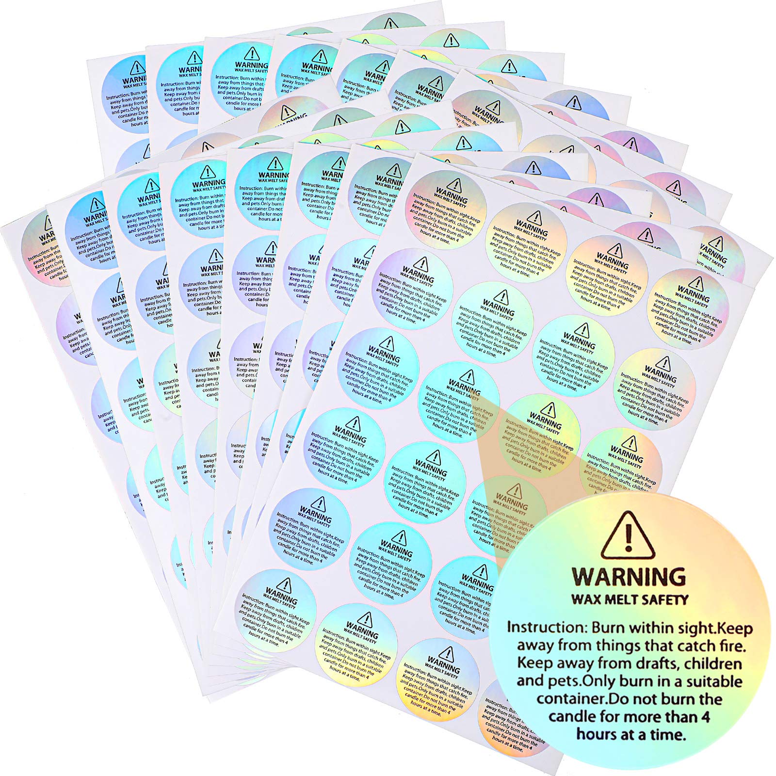Holographic Candle Warning Labels 240-Pack