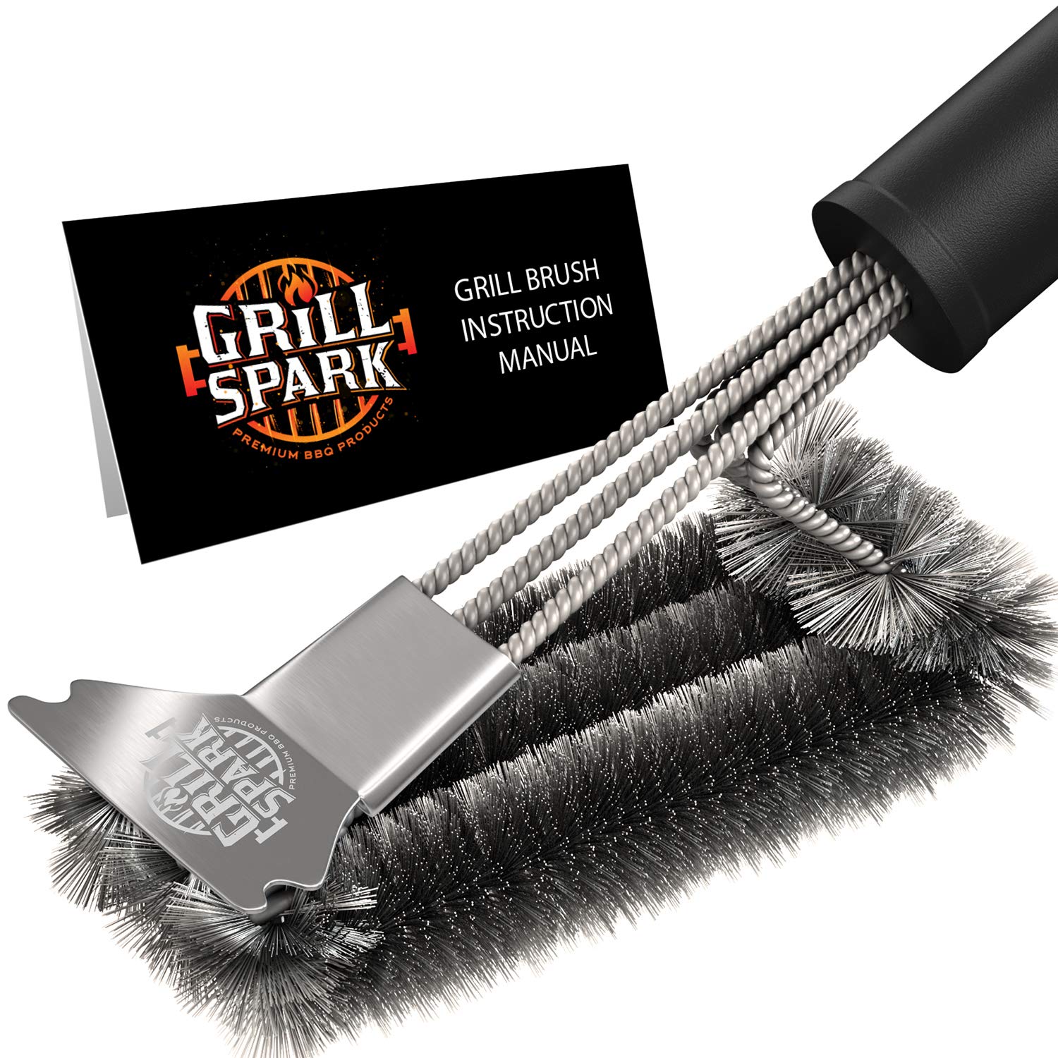 BBQ Grill Brush and Scraper 18" | Stainless Steel Cleaning Brush Accessories