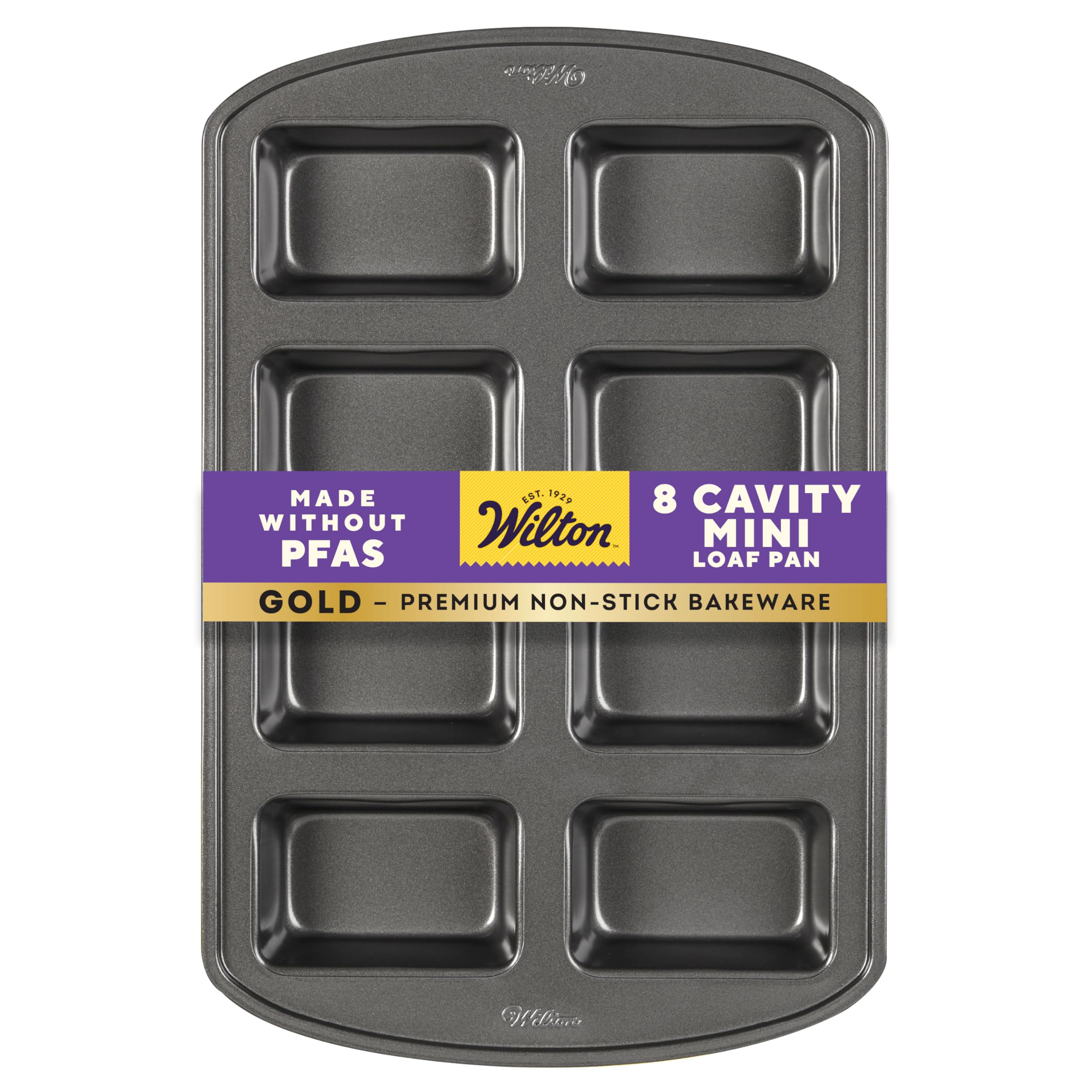 Wilton Gold Non-Stick Mini Loaf Pan, Cold-Rolled Steel Bakeware, Made without PFAS, Packaging May Vary Mini Loaf 15.2 IN x 9.5 IN x 1.6