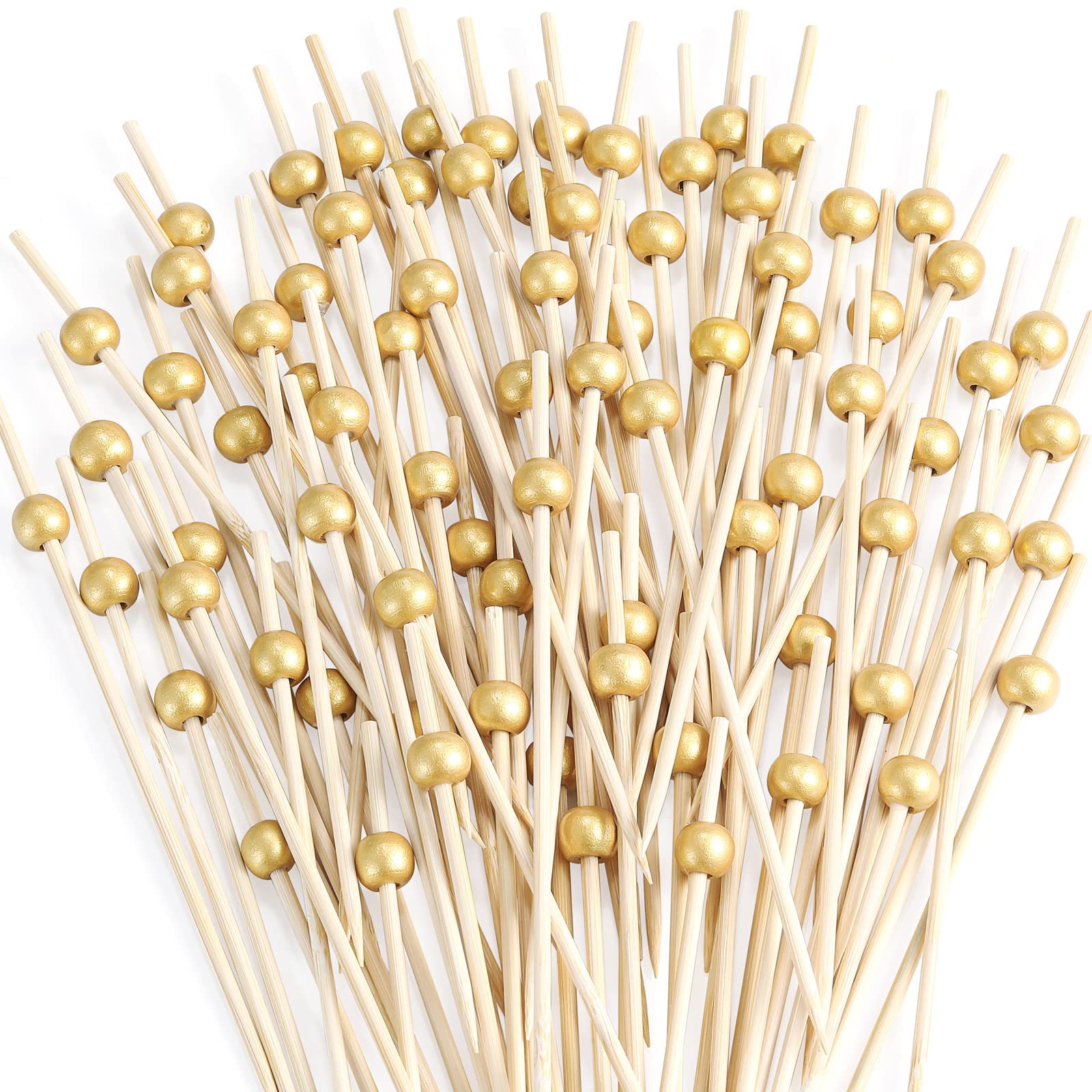 Bamboo Cocktail Picks — 4.7-inch Gold Pearl