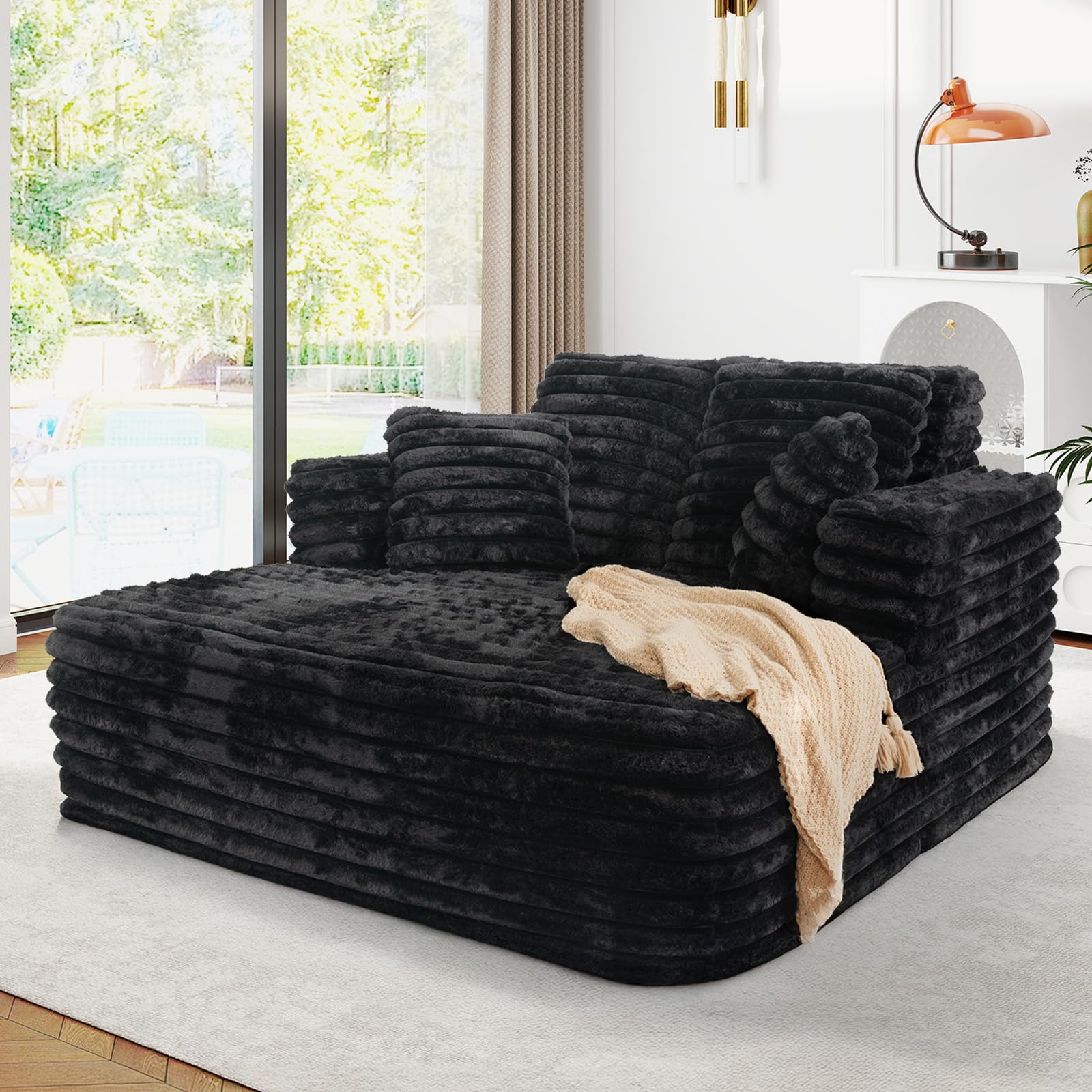 Plush Faux Fur Oversized Chaise