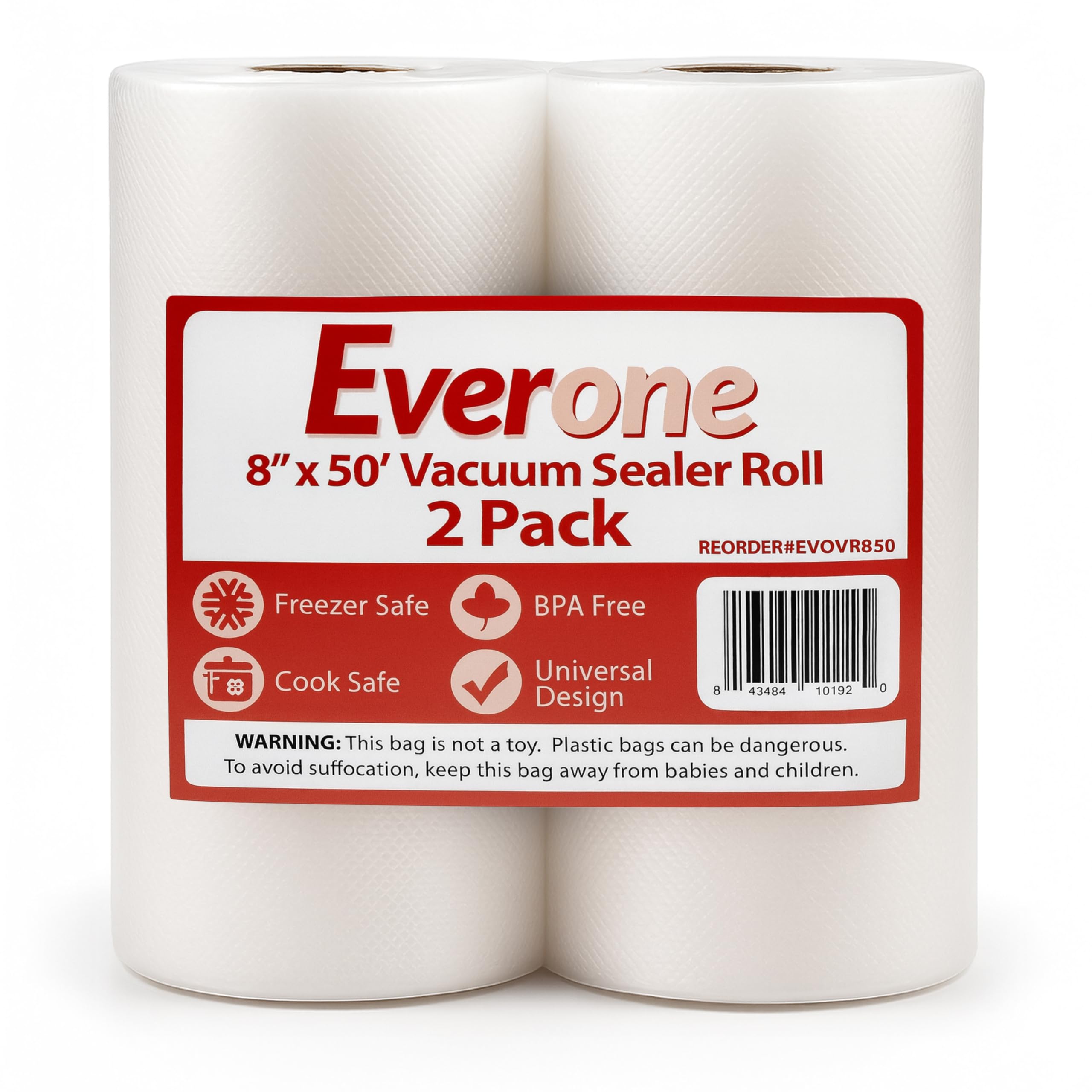 8" x 50' Vacuum Sealer Rolls (2-Pack)
