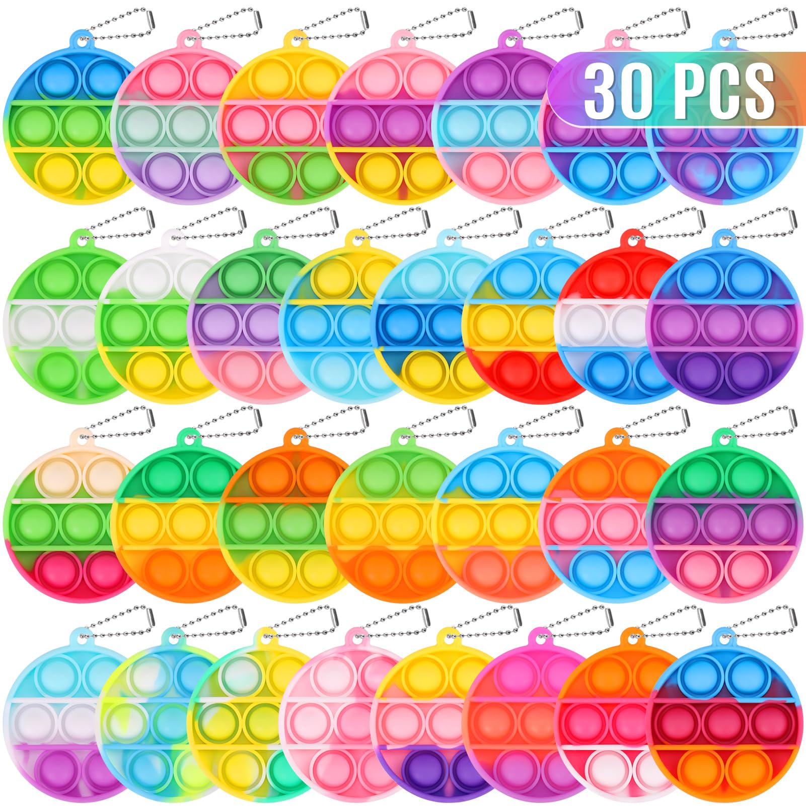 Mini Pop Fidget Keychains (30 Pack)